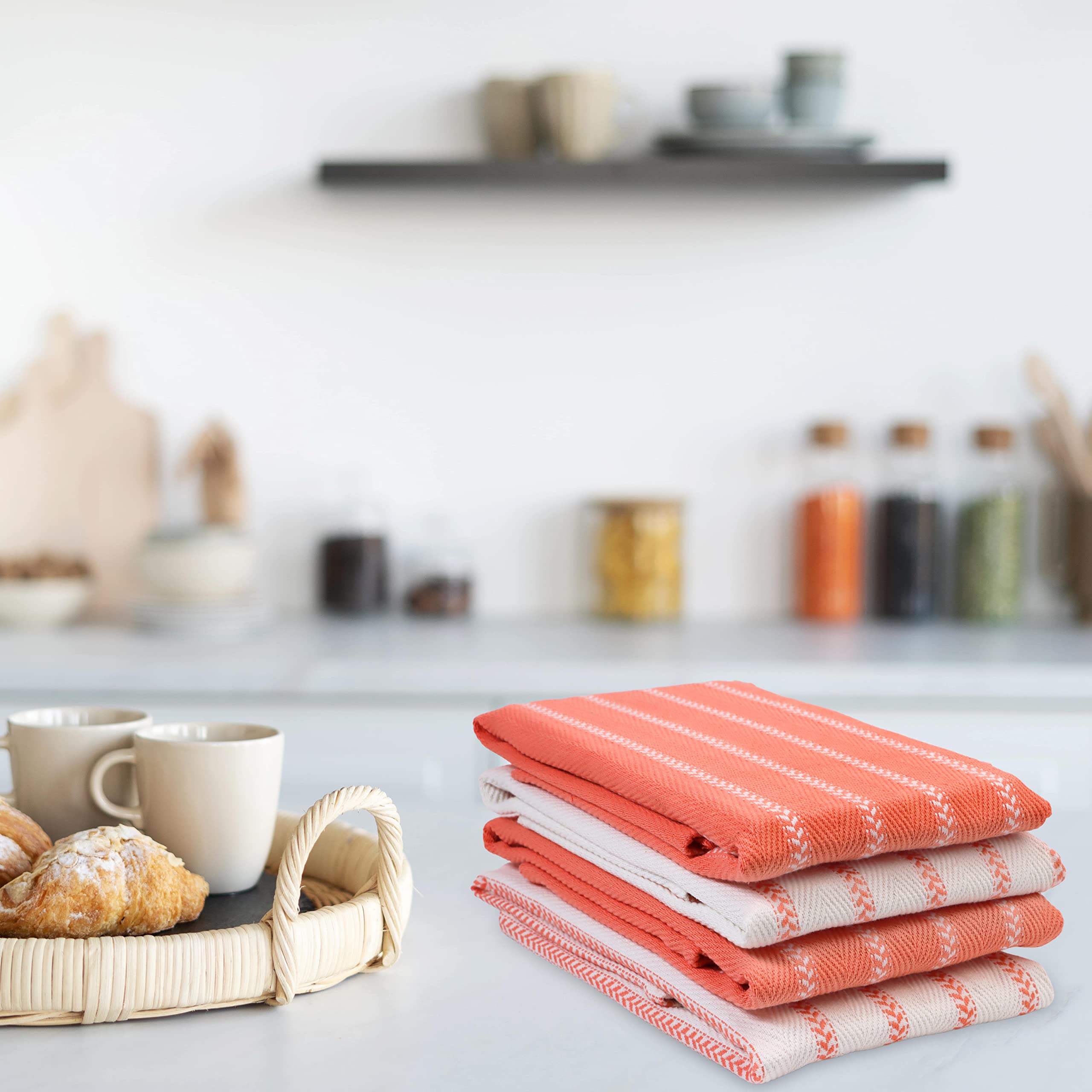 Foto 7 | Juego De Paños De Cocina Lane Linen, Paquete De 4 Unidades, Algodón Coral, 45 X 70 Cm - Venta Internacional.