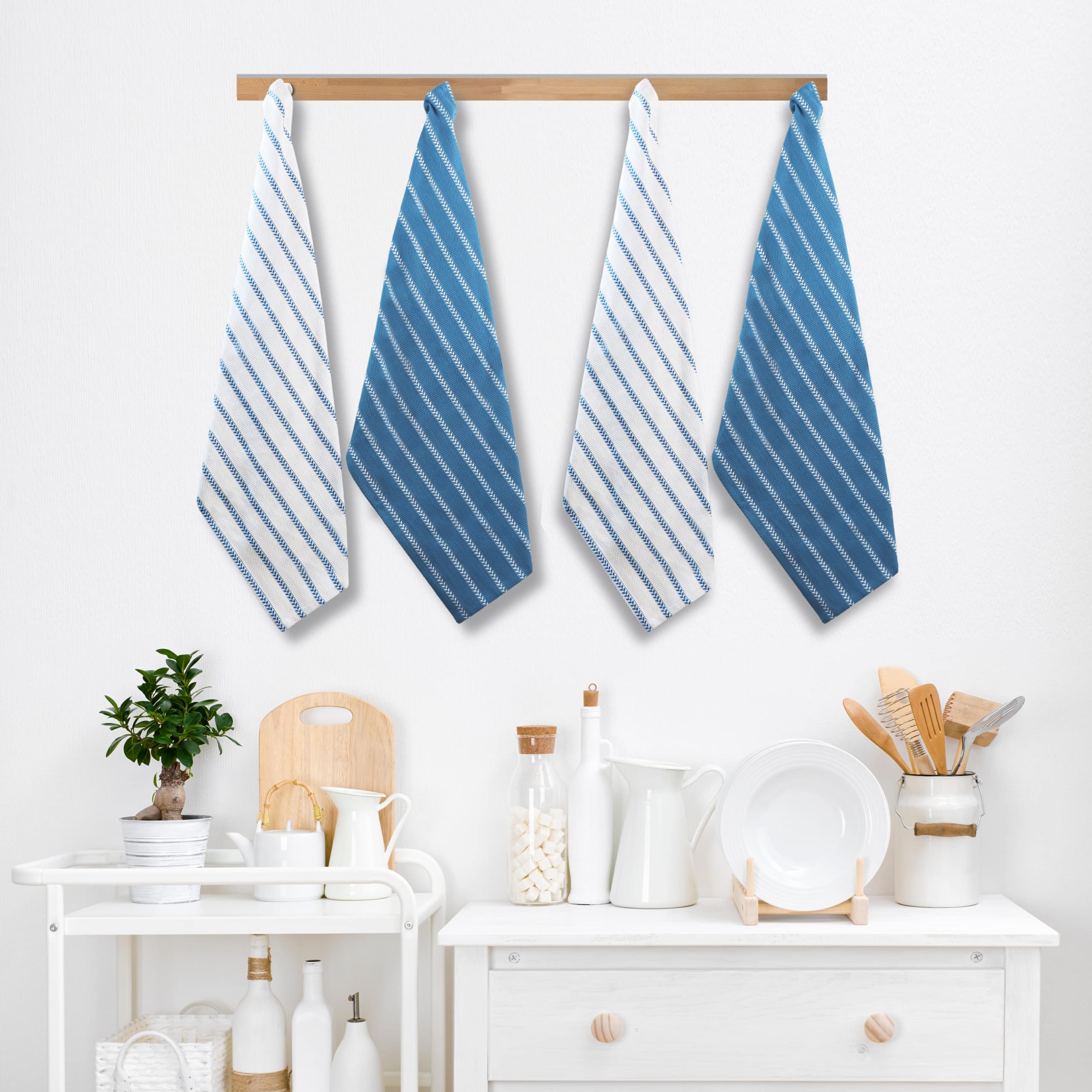 Foto 4 | Juego De Paños De Cocina Lane Linen, Paquete De 4 Unidades, Algodón, Color Azul Zafiro - Venta Internacional.