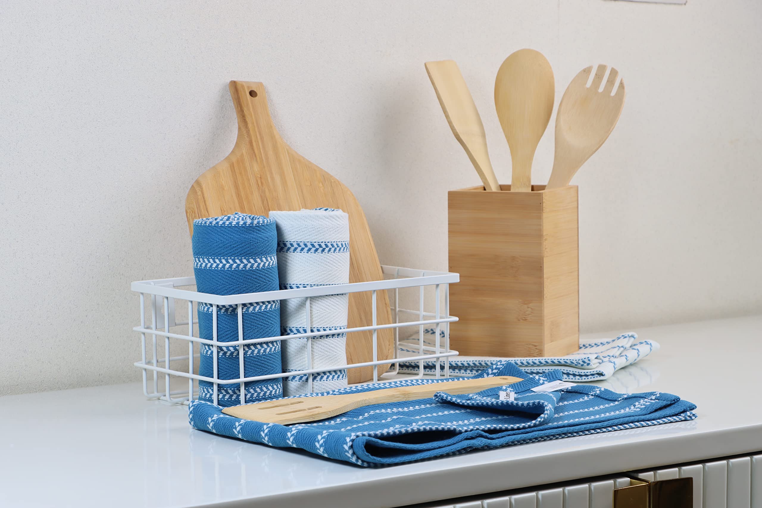 Foto 5 | Juego De Paños De Cocina Lane Linen, Paquete De 4 Unidades, Algodón, Color Azul Zafiro - Venta Internacional.