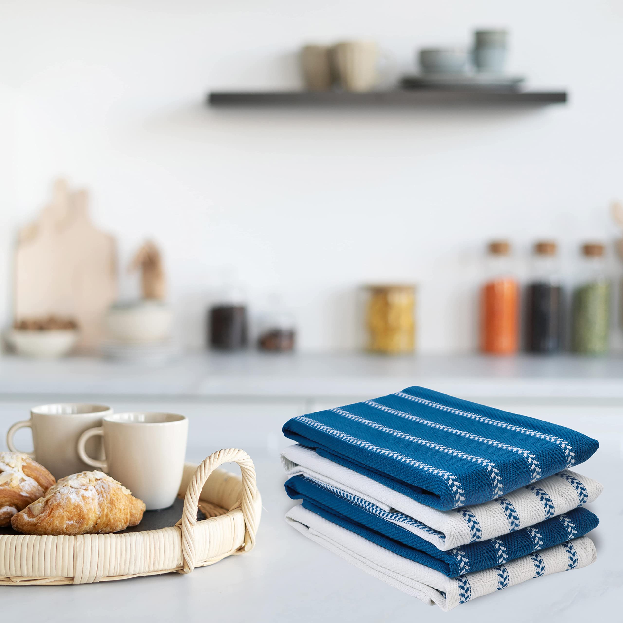 Foto 7 | Juego De Paños De Cocina Lane Linen, Paquete De 4 Unidades, Algodón, Color Azul Zafiro - Venta Internacional.