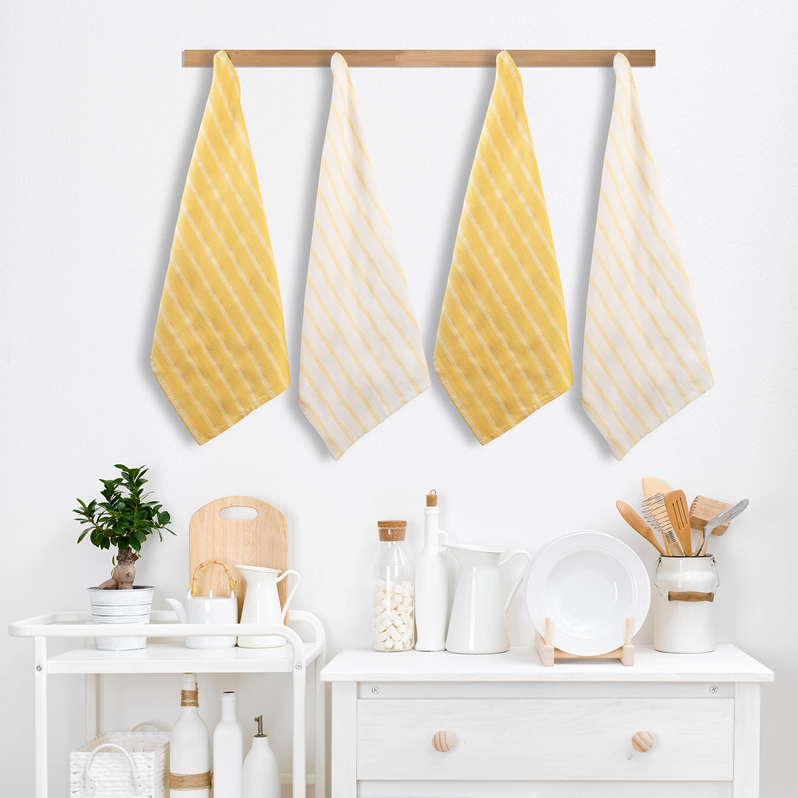 Foto 4 | Juego De Paños De Cocina Lane Linen, Paquete De 4 Unidades, Color Amarillo Limón - Venta Internacional.