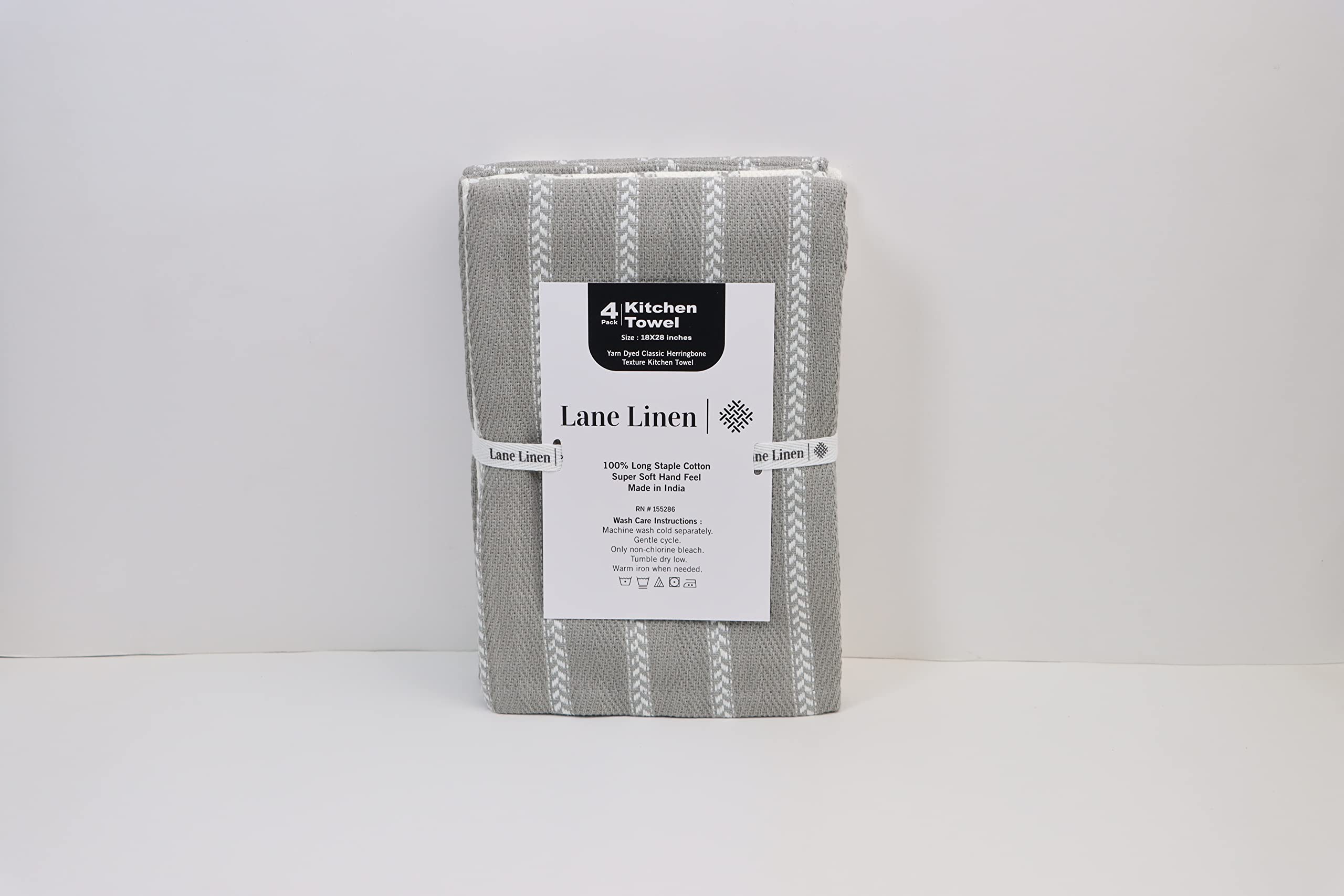 Foto 4 | Juego De Paños De Cocina Lane Linen, Paquete De 4 Unidades, Algodón, 18 X 28 Cm, Color Gris - Venta Internacional.