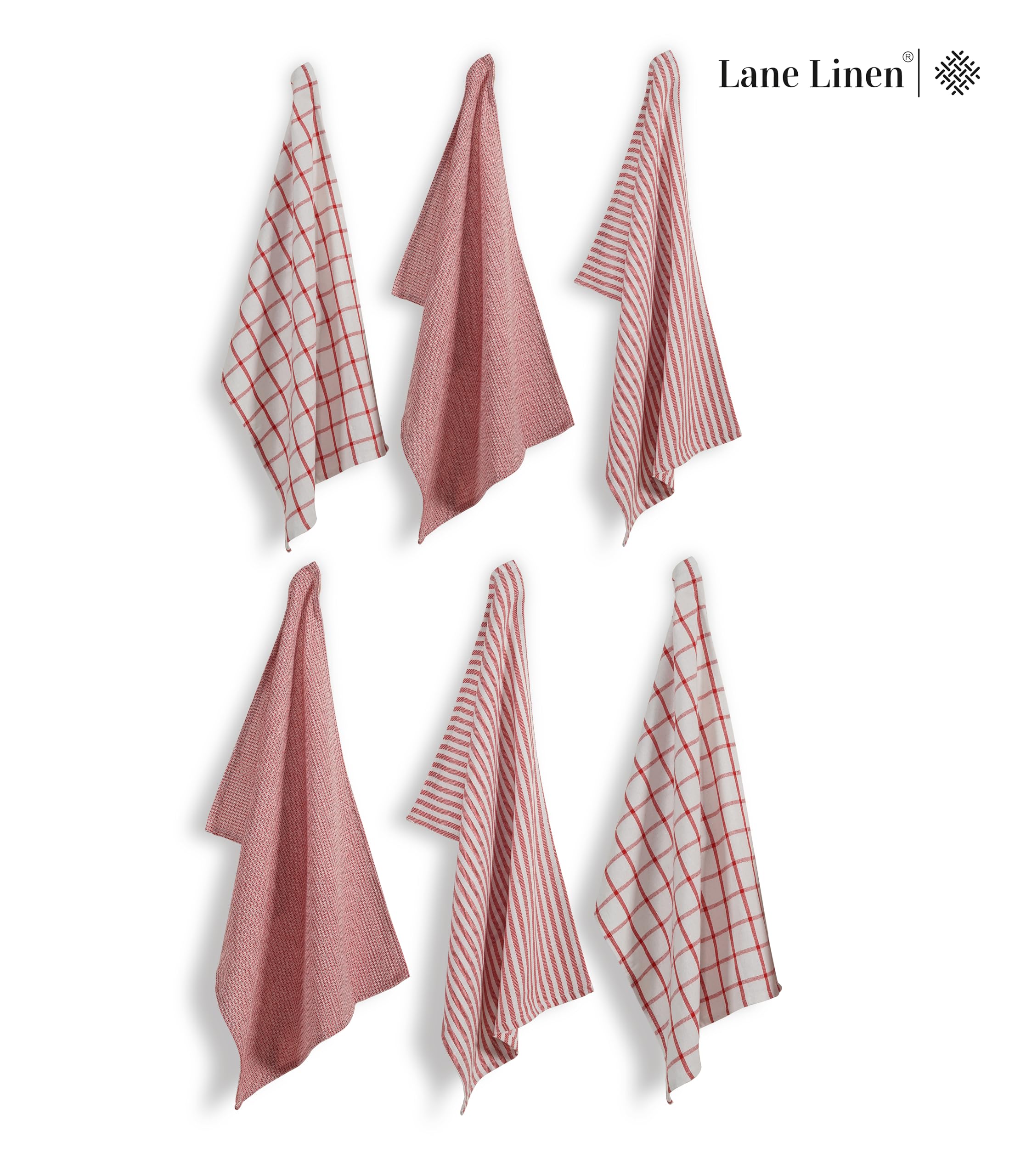Foto 3 pulgar | Toallas De Cocina Lane Linen 100% Algodón, Paquete De 6 Unidades, 45 X 70 Cm, Color Rojo - Venta Internacional.