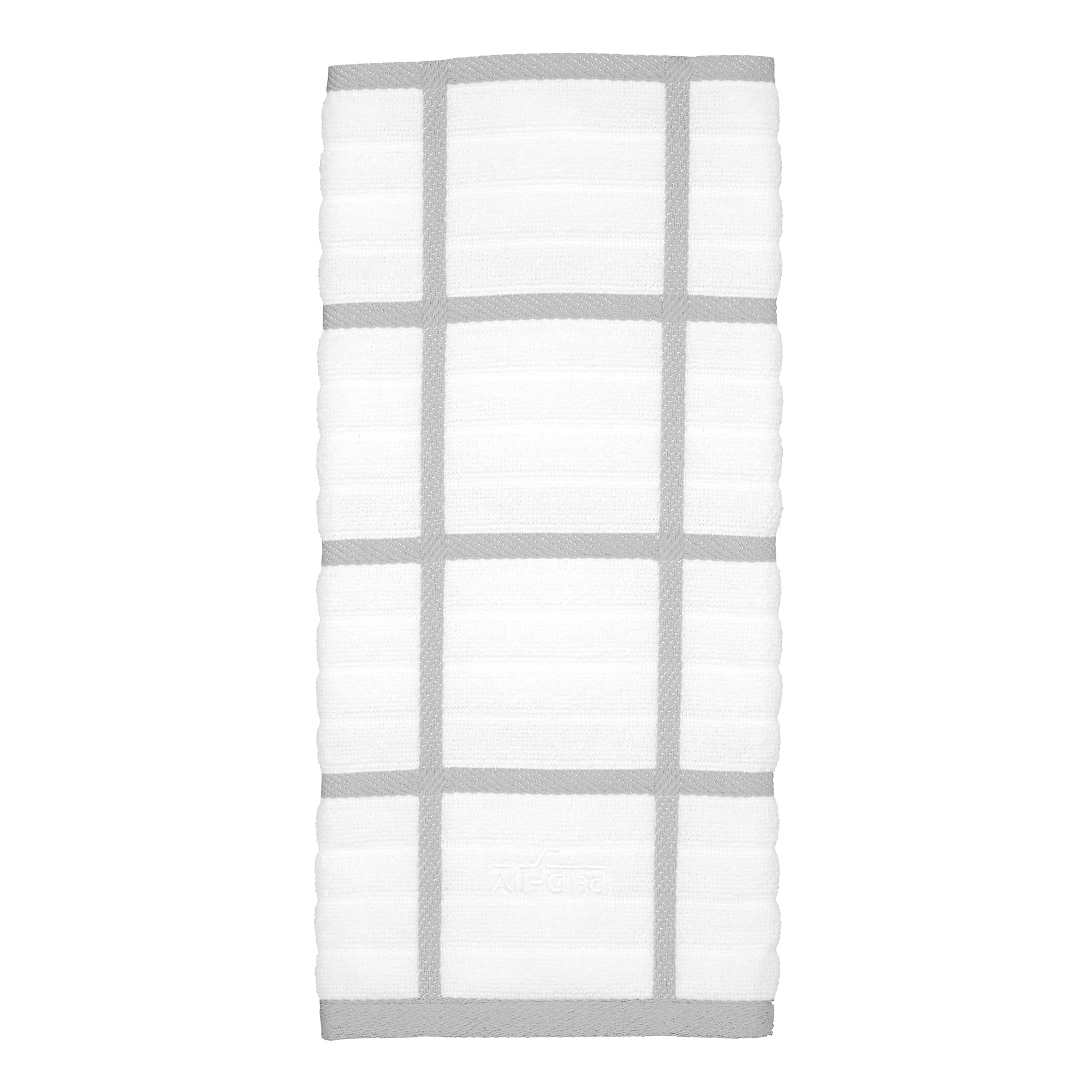 Toalla De Cocina Totalmente Revestida A Cuadros, 100% Algodón, Titanio, Gris - Venta Internacional.