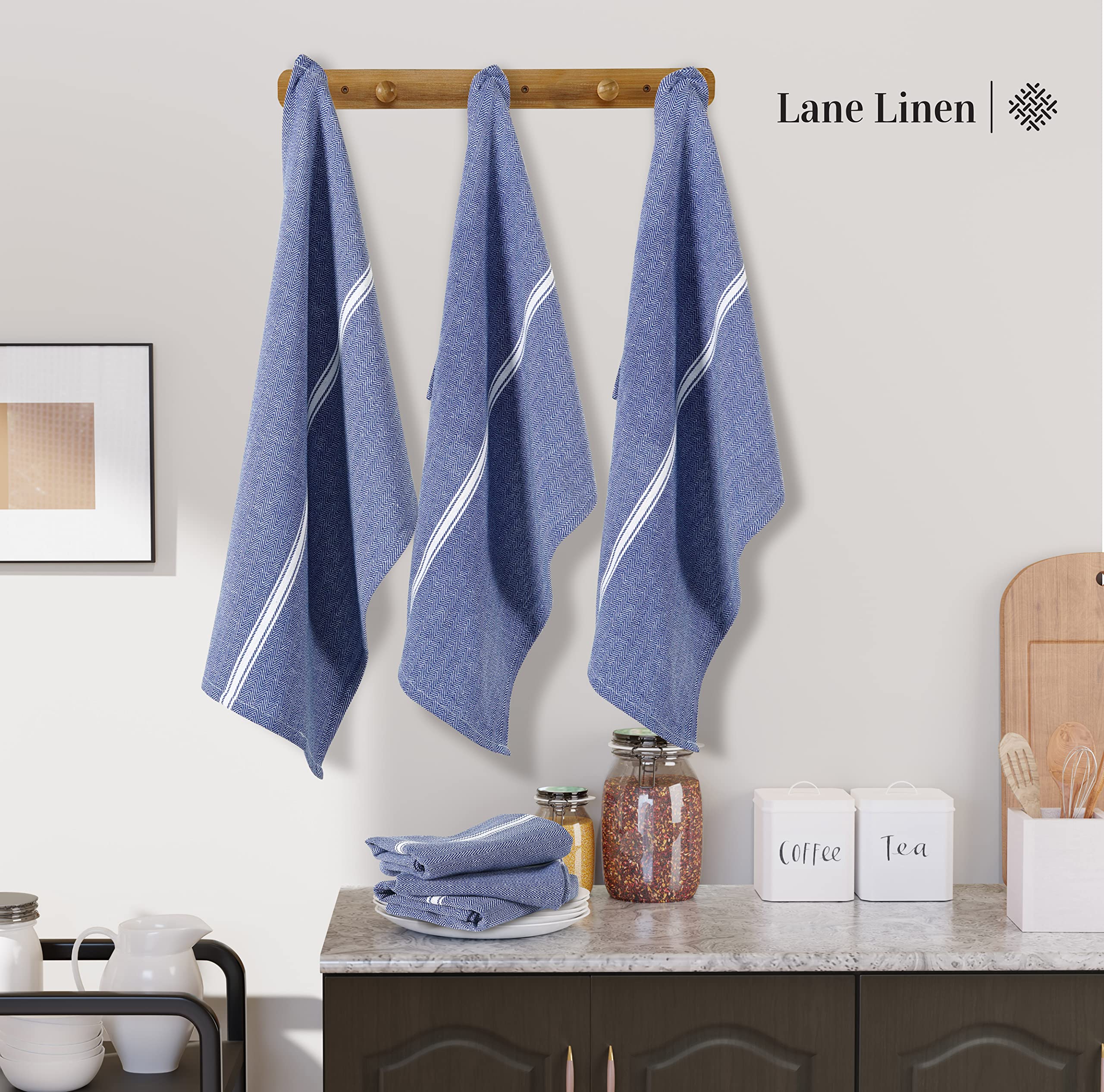 Foto 4 pulgar | Juego De 12 Paños De Cocina Lane Linen, 100% Algodón, Color Azul, 38 X 64 Cm - Venta Internacional.