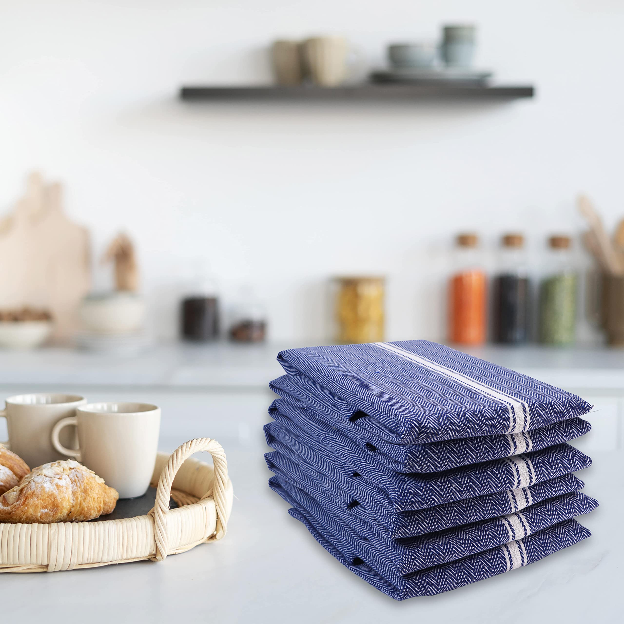 Foto 6 | Juego De 12 Paños De Cocina Lane Linen, 100% Algodón, Color Azul, 38 X 64 Cm - Venta Internacional.