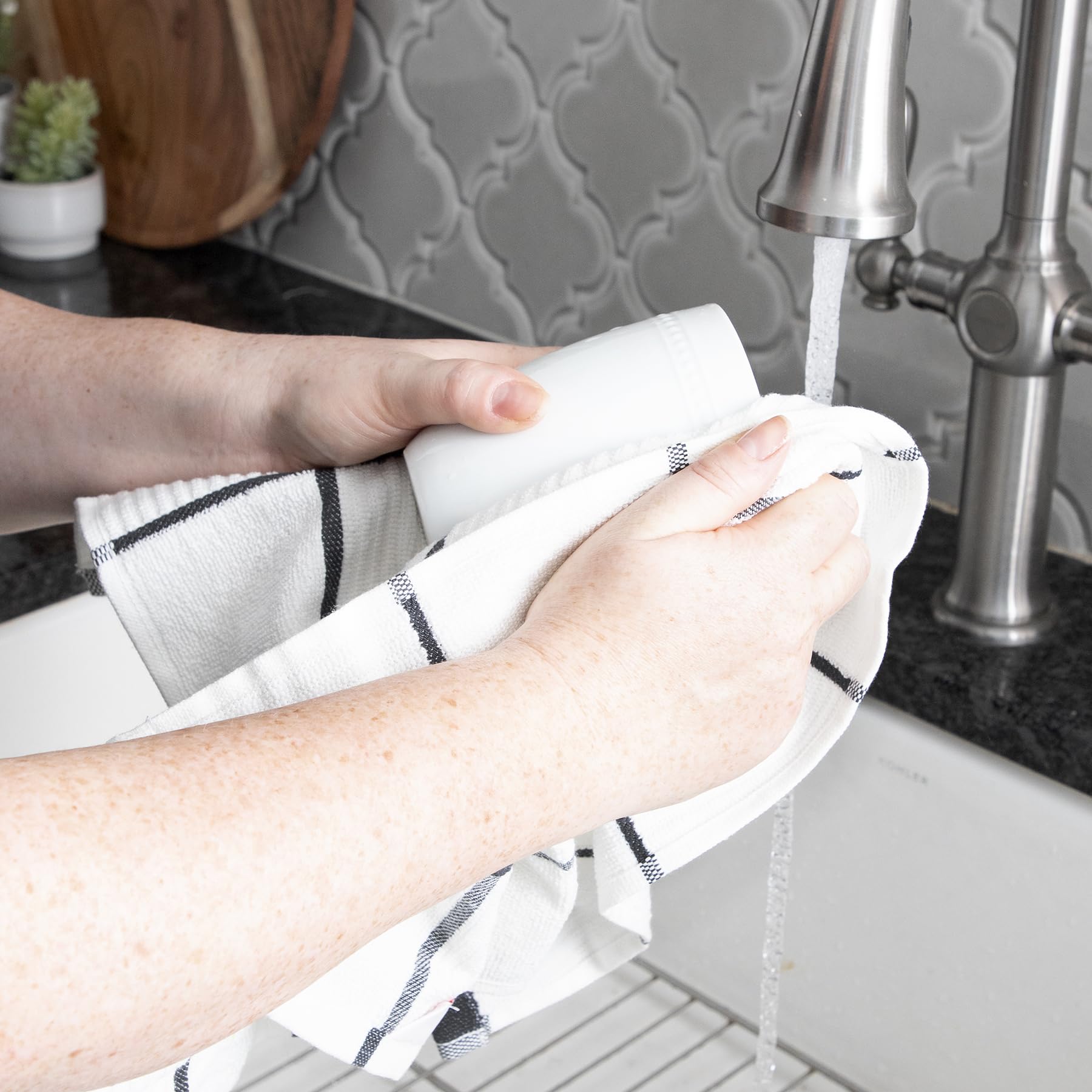 Foto 4 pulgar | Toallas De Cocina T-fal Para Parquet Macizo Y A Cuadros, Paquete De 6 Unidades, Color Carbón - Venta Internacional.