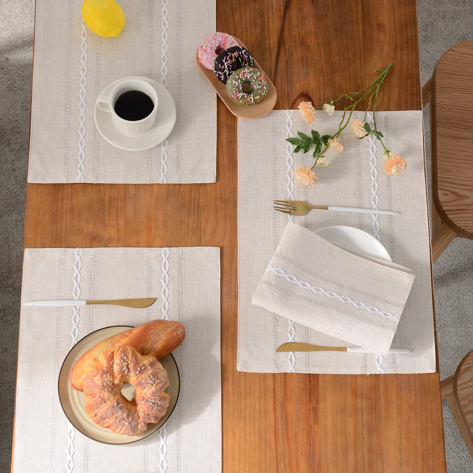 Foto 5 | Juego De Lino Y Algodón Placemats Wracra De 4 Pies, 35 X 48 Cm, Color Marfil - Venta Internacional.