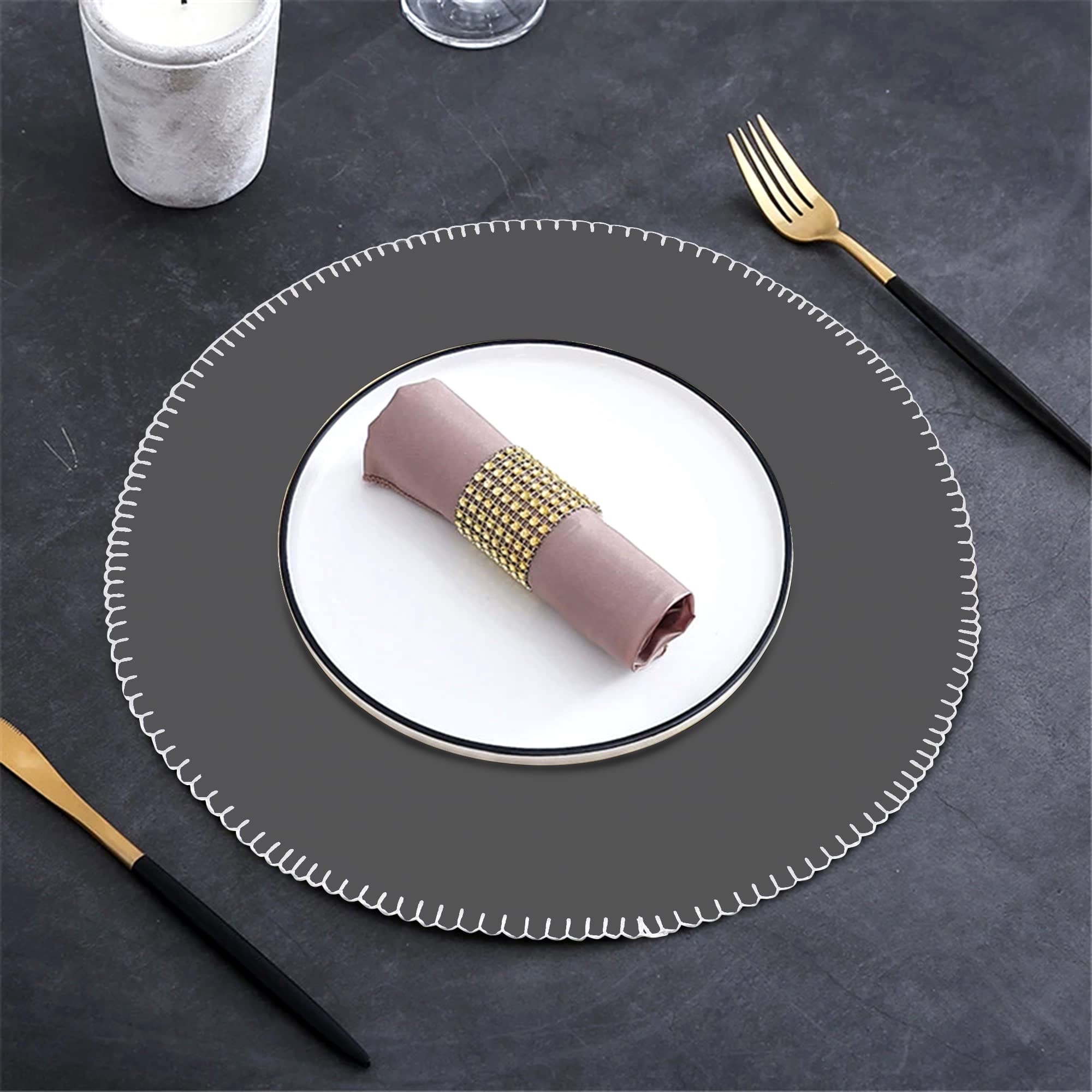 Foto 4 pulgar | Placemats Urban Villa Bordado Gris, 100% Algodón, Juego De 6 - Venta Internacional.