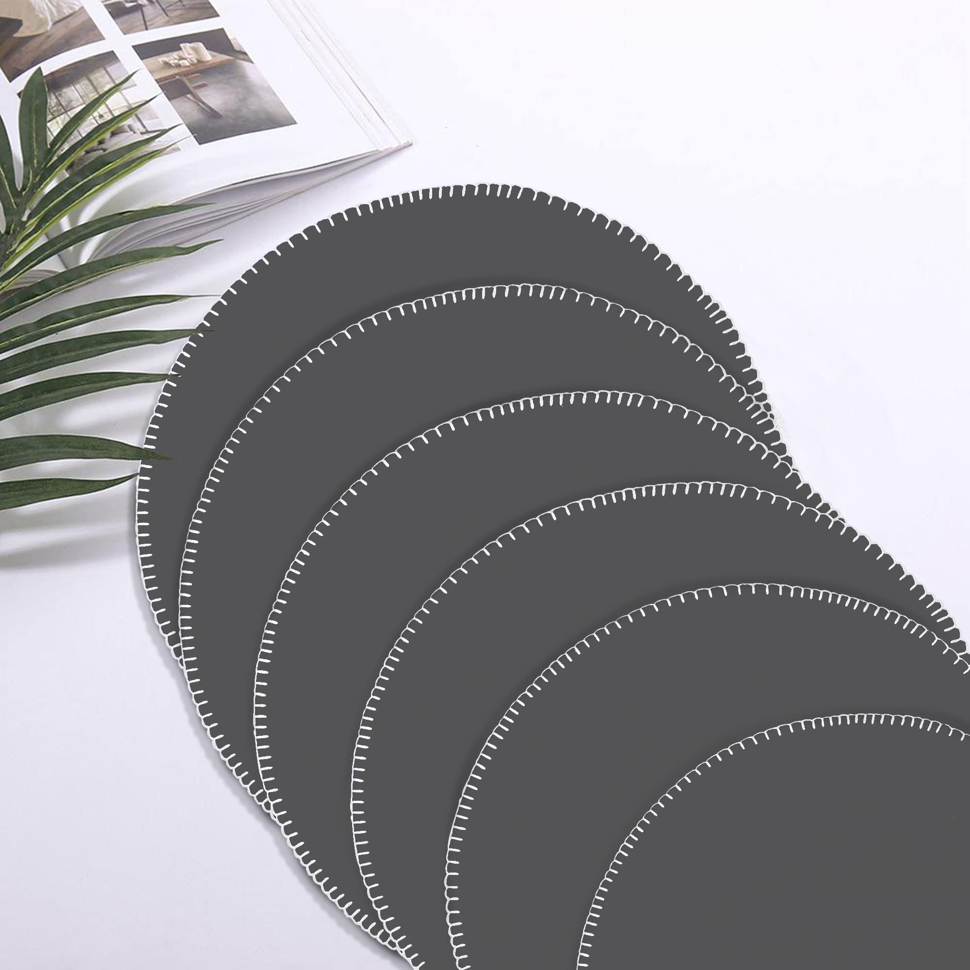 Foto 5 pulgar | Placemats Urban Villa Bordado Gris, 100% Algodón, Juego De 6 - Venta Internacional.