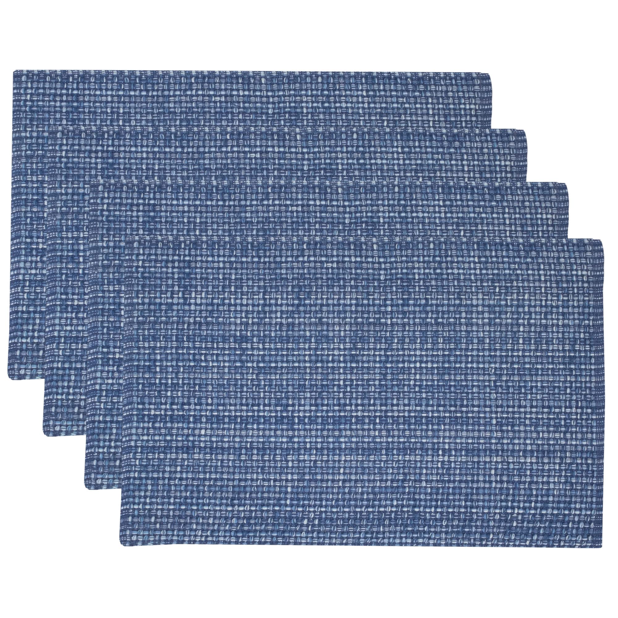 Juego De 4 Unidades De La Colección Sweet Home De Placemats, 100% Algodón, Color Azul Oscuro - Venta Internacional.