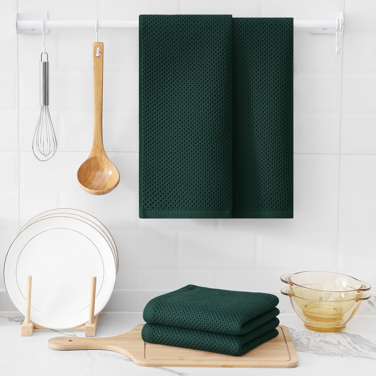 Foto 7 pulgar | Toallas De Cocina Kitinjoy Waffle Weave, 100% Algodón, Paquete De 4 - Venta Internacional.