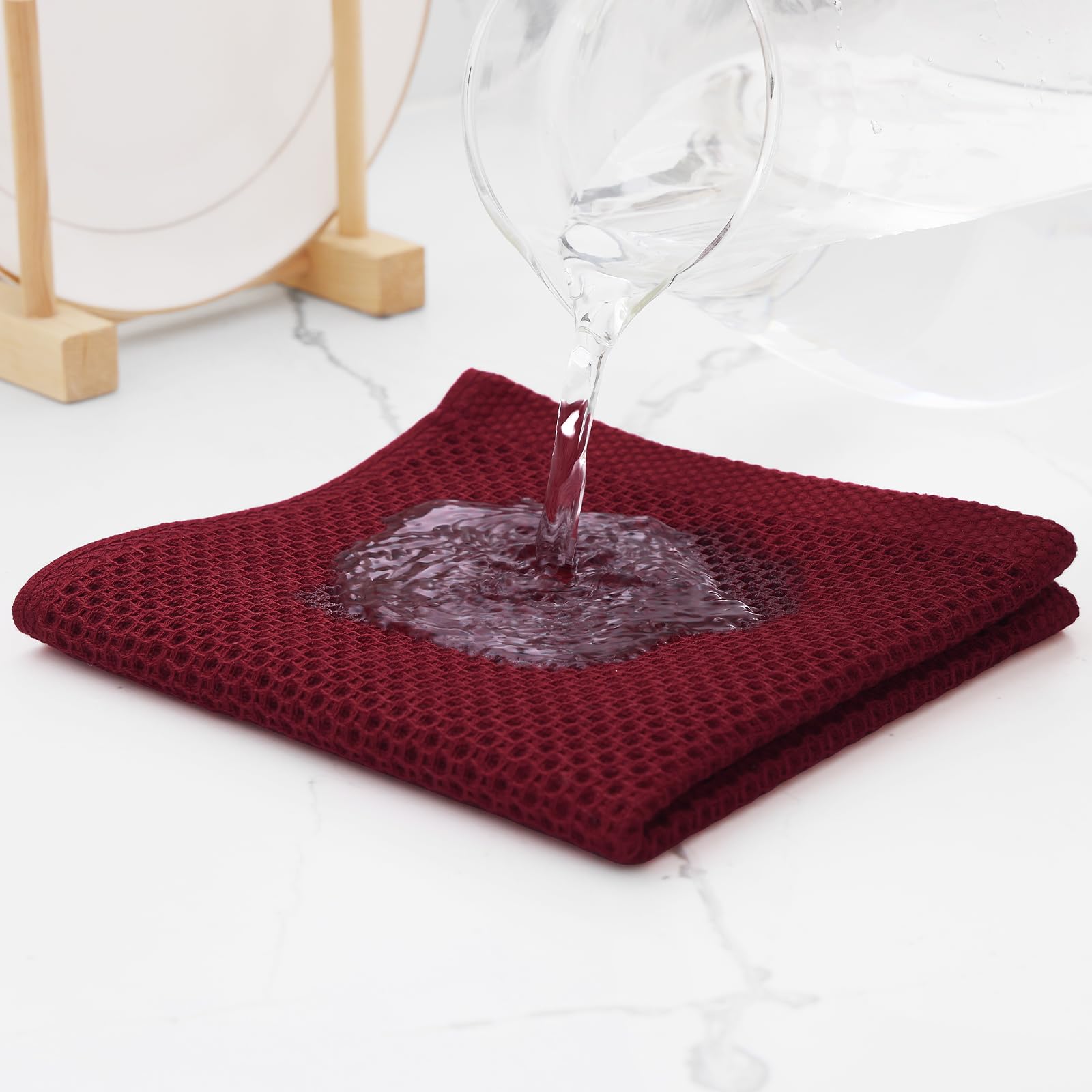 Foto 4 pulgar | Paños De Cocina Kitinjoy, 100% Algodón, Paquete De 12 Unidades, Color Burdeos - Venta Internacional.