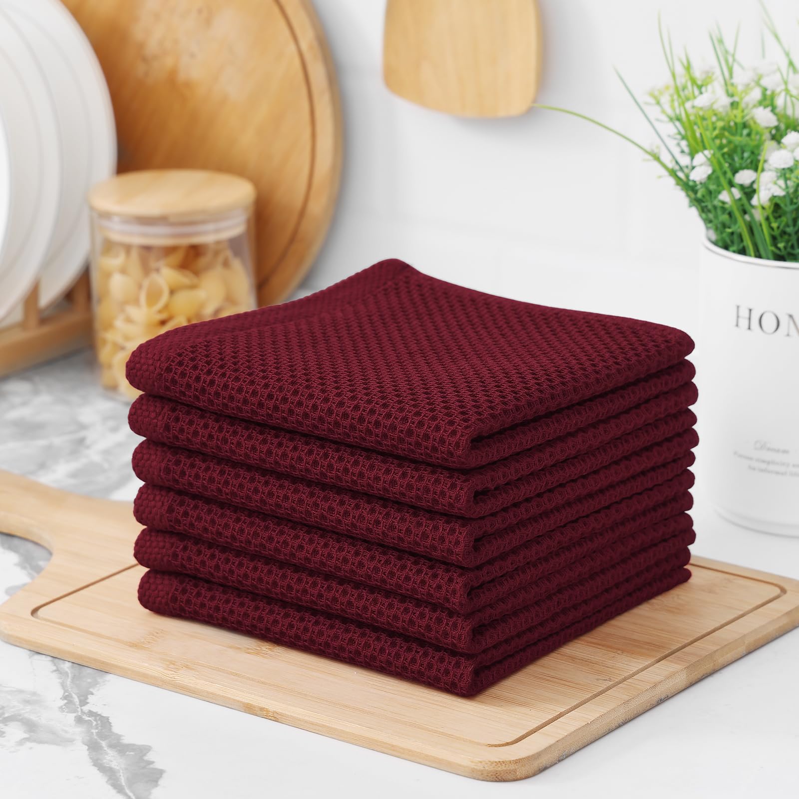 Foto 8 pulgar | Paños De Cocina Kitinjoy, 100% Algodón, Paquete De 12 Unidades, Color Burdeos - Venta Internacional.