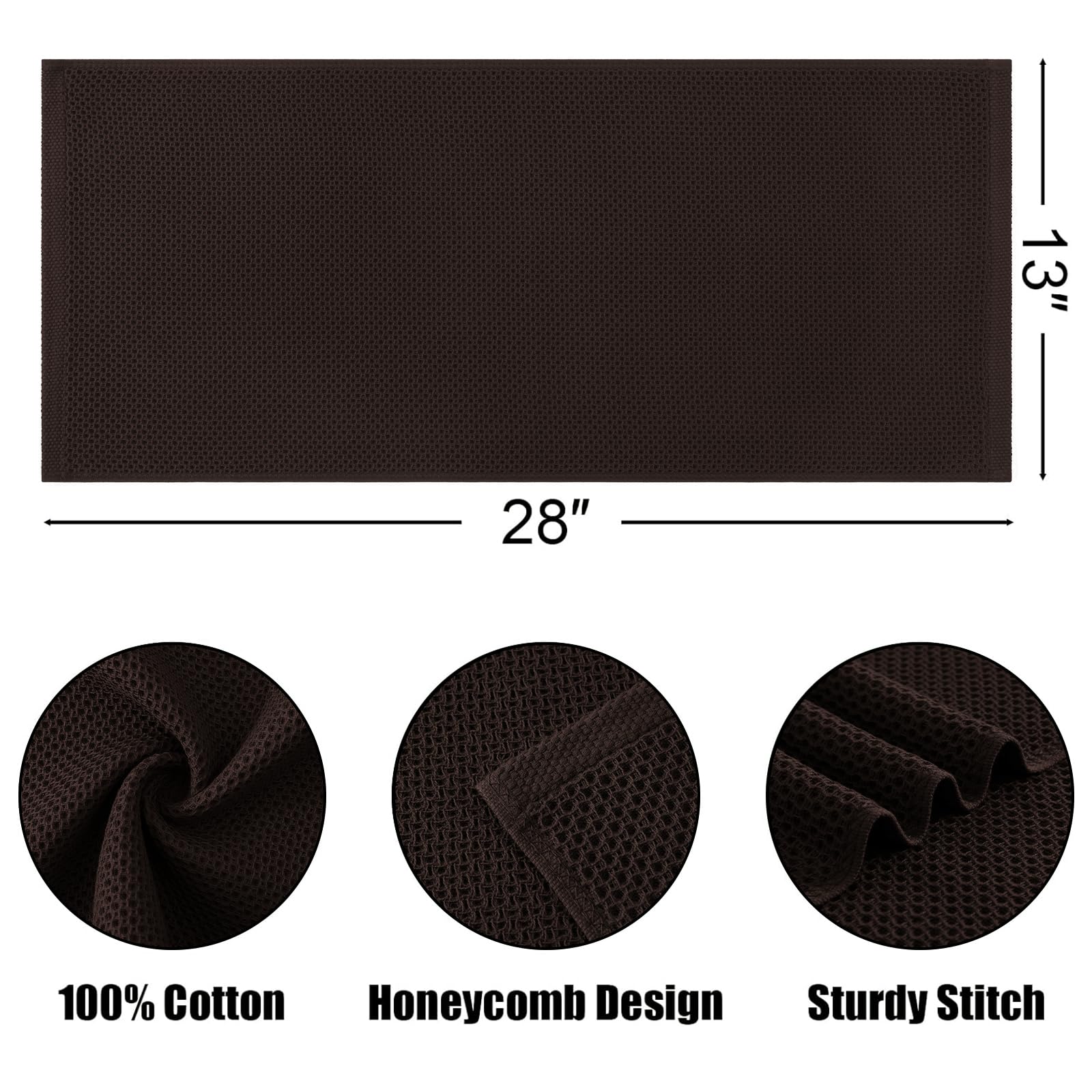 Foto 3 pulgar | Paños De Cocina Kitinjoy Waffle Weave, 100% Algodón, Paquete De 4, Color Marrón - Venta Internacional.