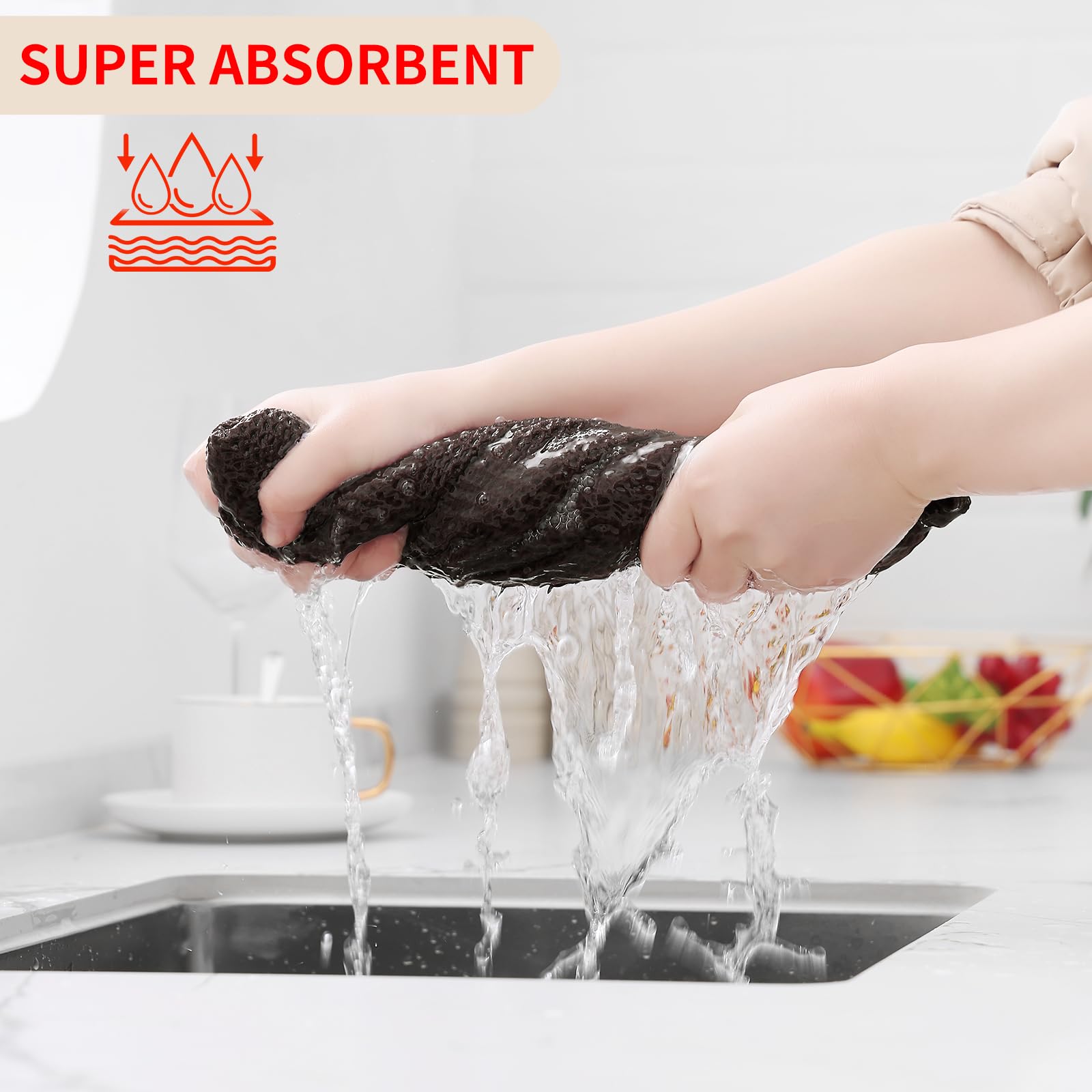 Foto 4 pulgar | Paños De Cocina Kitinjoy Waffle Weave, 100% Algodón, Paquete De 4, Color Marrón - Venta Internacional.