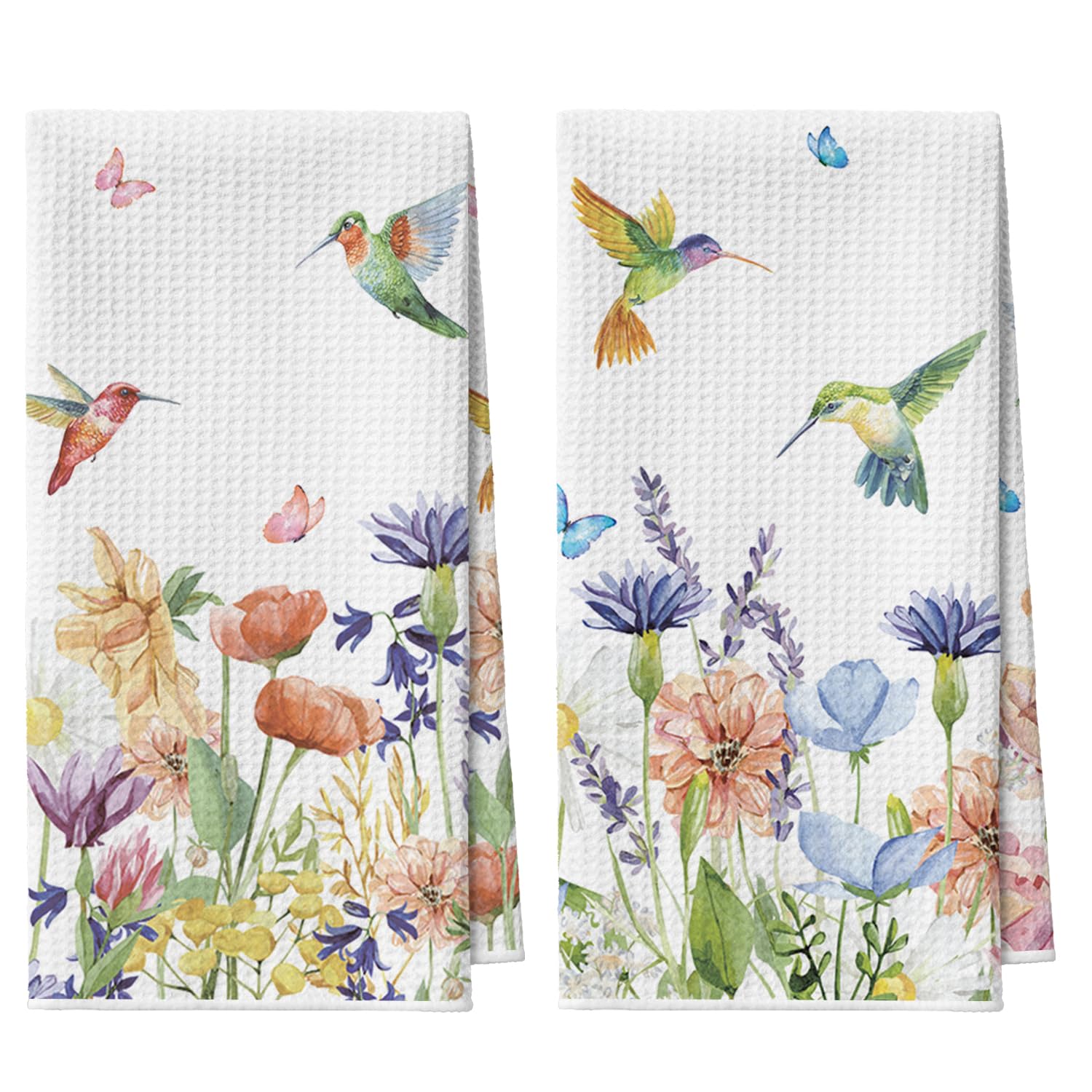 Paños De Cocina Artoid Mode Anemone Flower Hummingbird X2 - Venta Internacional. $675