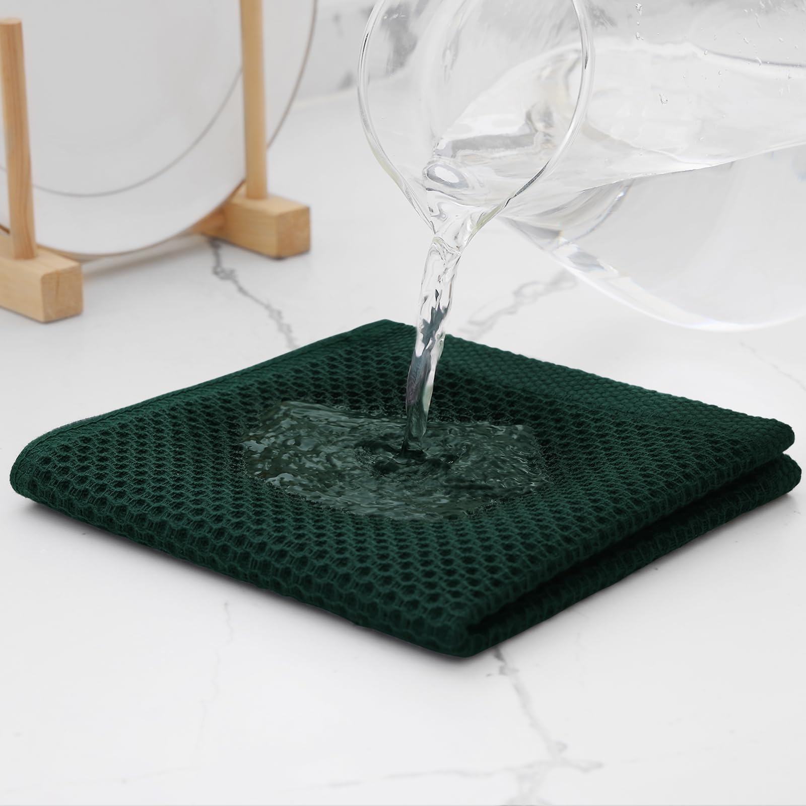 Foto 4 pulgar | Paños De Cocina Kitinjoy 100% Algodón, Paquete De 12 Unidades, Color Verde Negruzco - Venta Internacional.