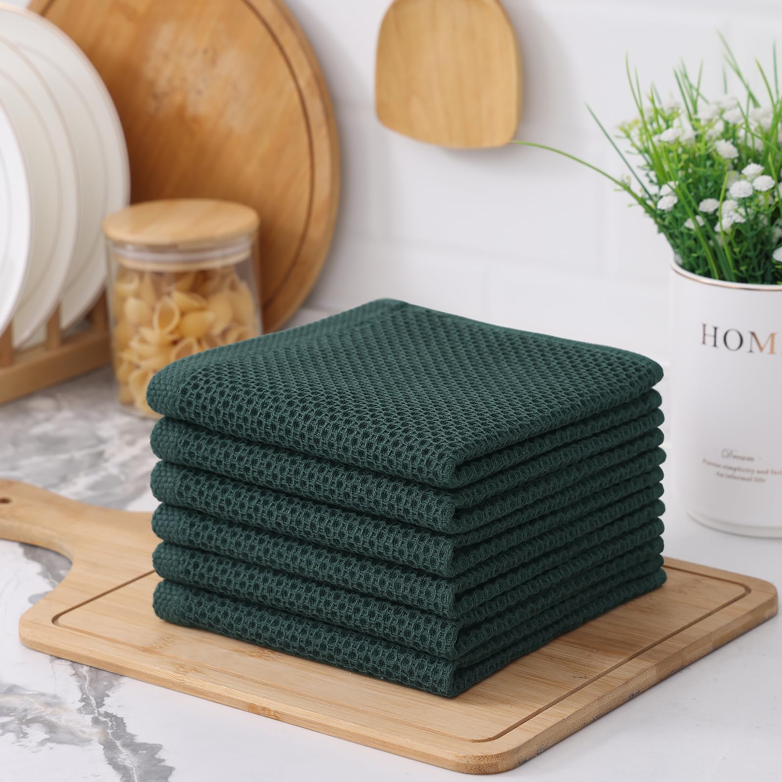 Foto 8 pulgar | Paños De Cocina Kitinjoy 100% Algodón, Paquete De 12 Unidades, Color Verde Negruzco - Venta Internacional.