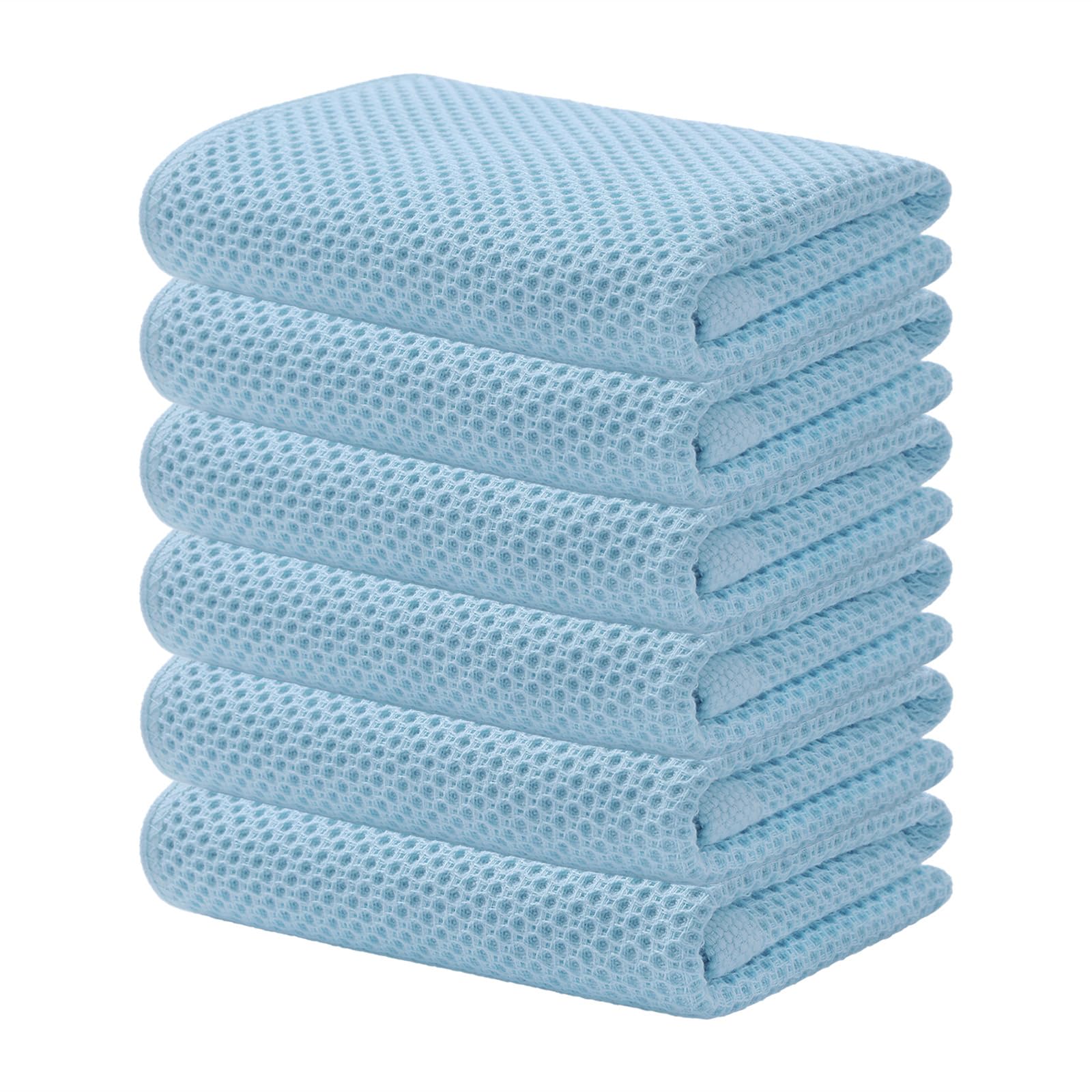 Foto 2 pulgar | Toallas De Cocina Kitinjoy Waffle Weave, 100% Algodón, Paquete De 6 Unidades, Color Azul Cielo - Venta Internacional.