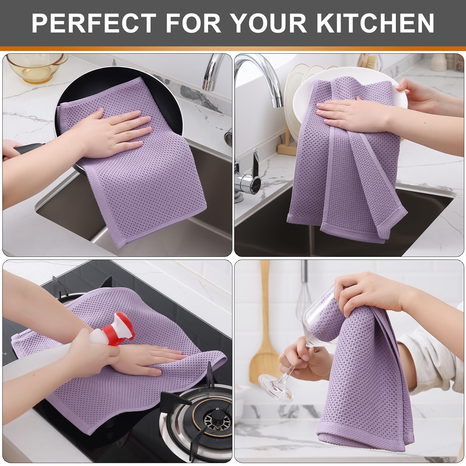 Foto 5 pulgar | Toallas De Cocina Kitinjoy Waffle Weave, 100% Algodón, Paquete De 4 - Venta Internacional.