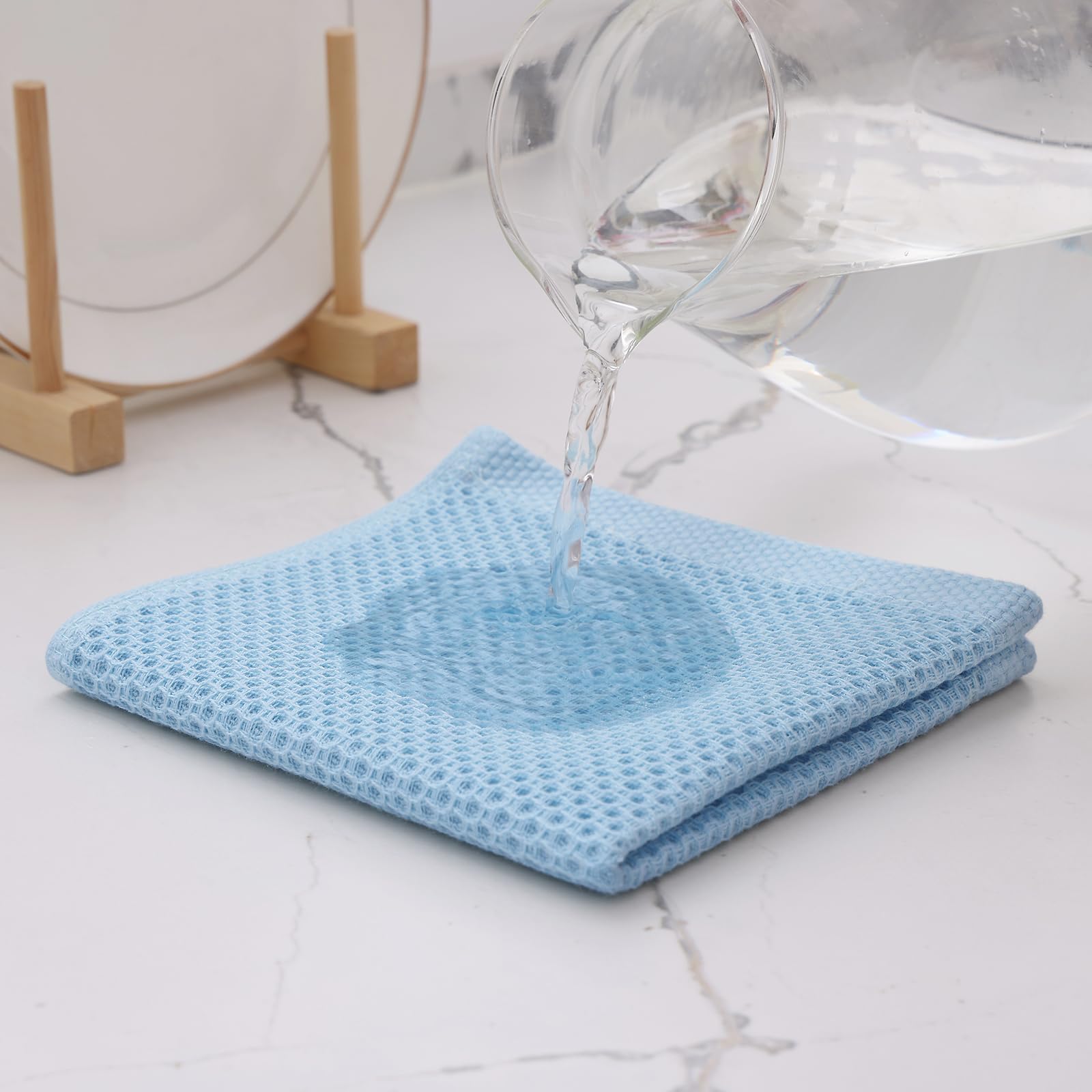 Foto 3 pulgar | Paños De Cocina Kitinjoy, 100% Algodón, 30 X 30 Cm, Azul Cielo, Paquete De 12 - Venta Internacional.