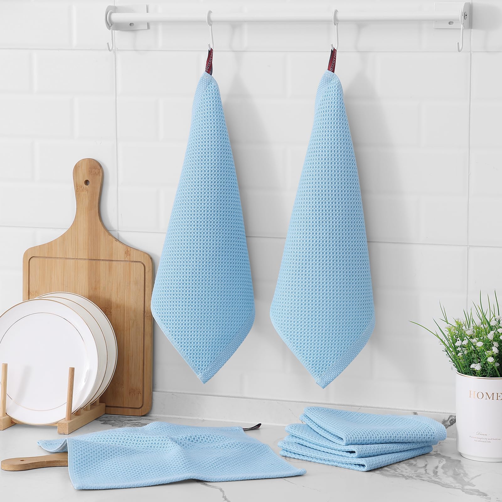 Foto 7 pulgar | Paños De Cocina Kitinjoy, 100% Algodón, 30 X 30 Cm, Azul Cielo, Paquete De 12 - Venta Internacional.