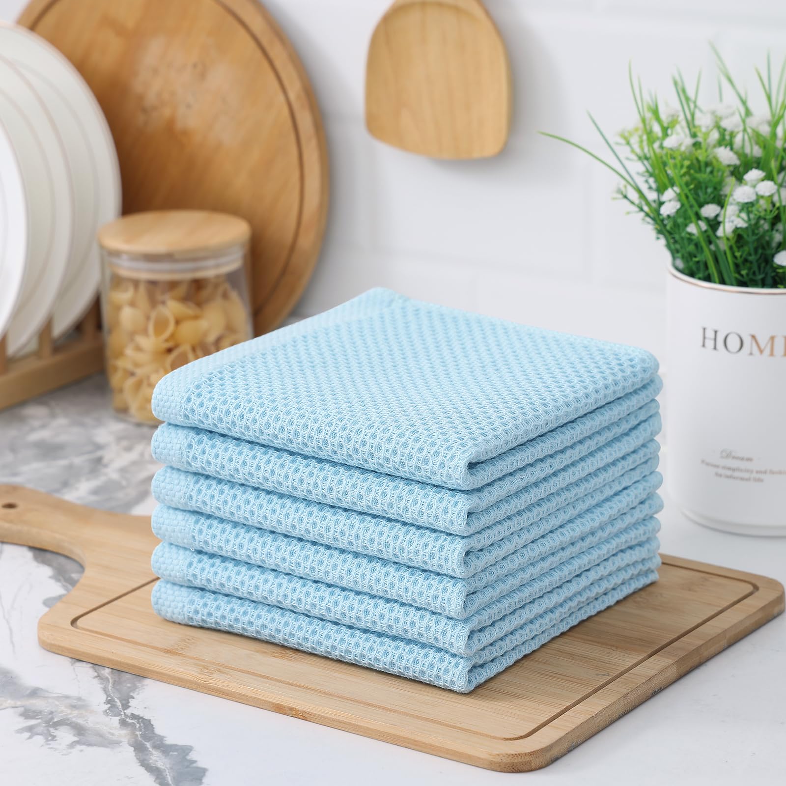 Foto 7 | Paños De Cocina Kitinjoy, 100% Algodón, 30 X 30 Cm, Azul Cielo, Paquete De 12 - Venta Internacional.