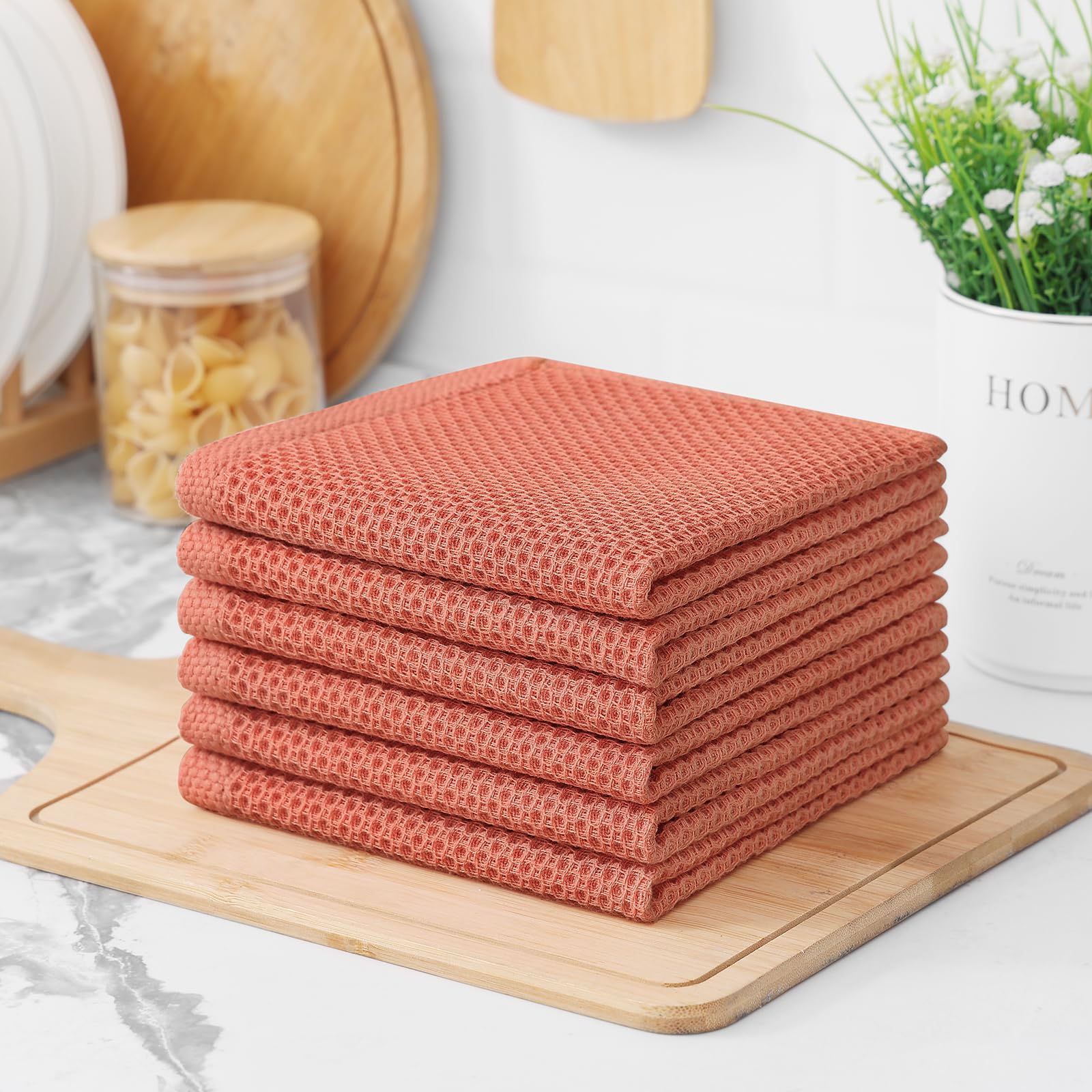Foto 8 pulgar | Paños De Cocina Kitinjoy, 100% Algodón, 12 Unidades, Color Coral, 30 X 30 Cm - Venta Internacional.