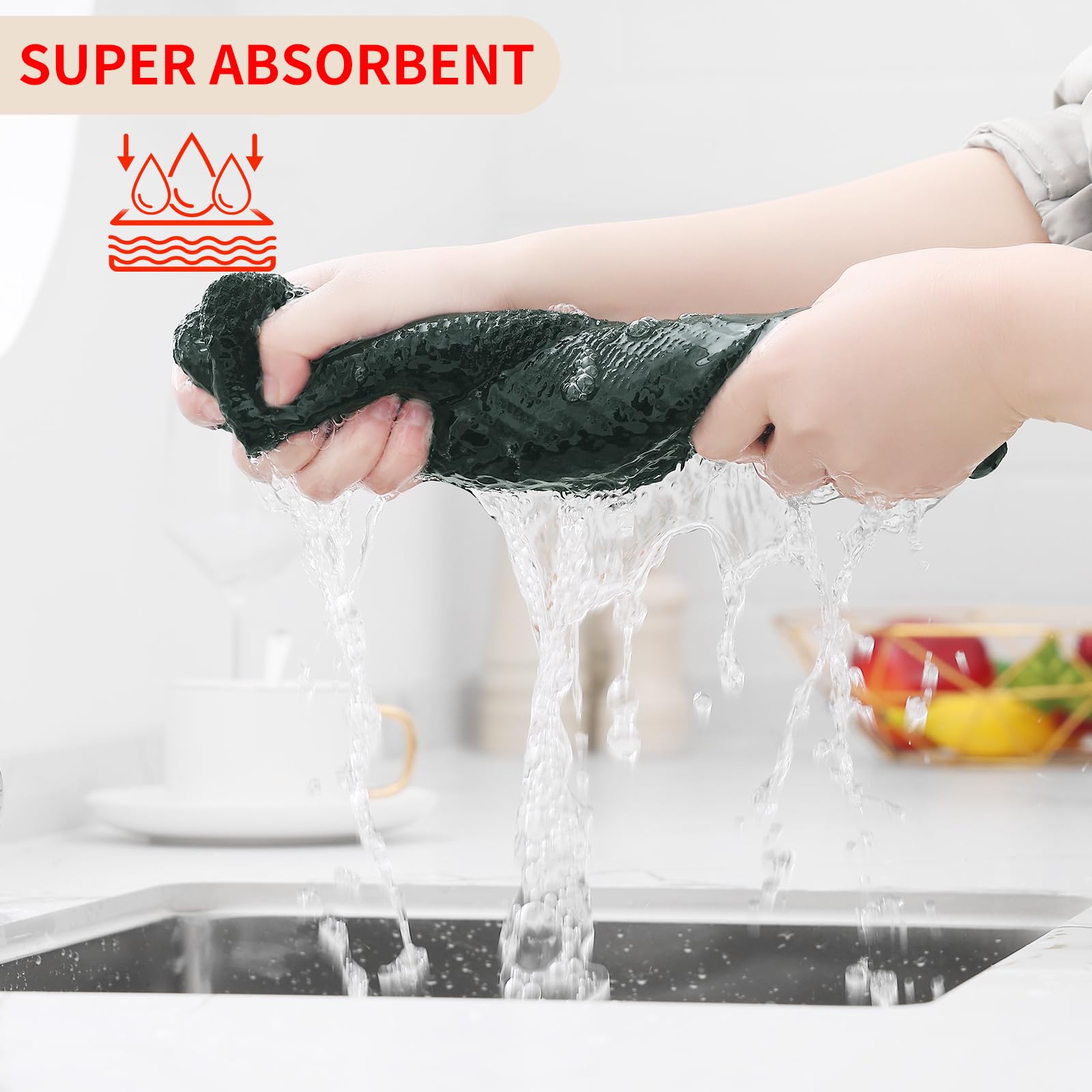 Foto 4 pulgar | Toallas De Cocina Kitinjoy Waffle Weave 100% Algodón, Paquete De 6 - Venta Internacional.