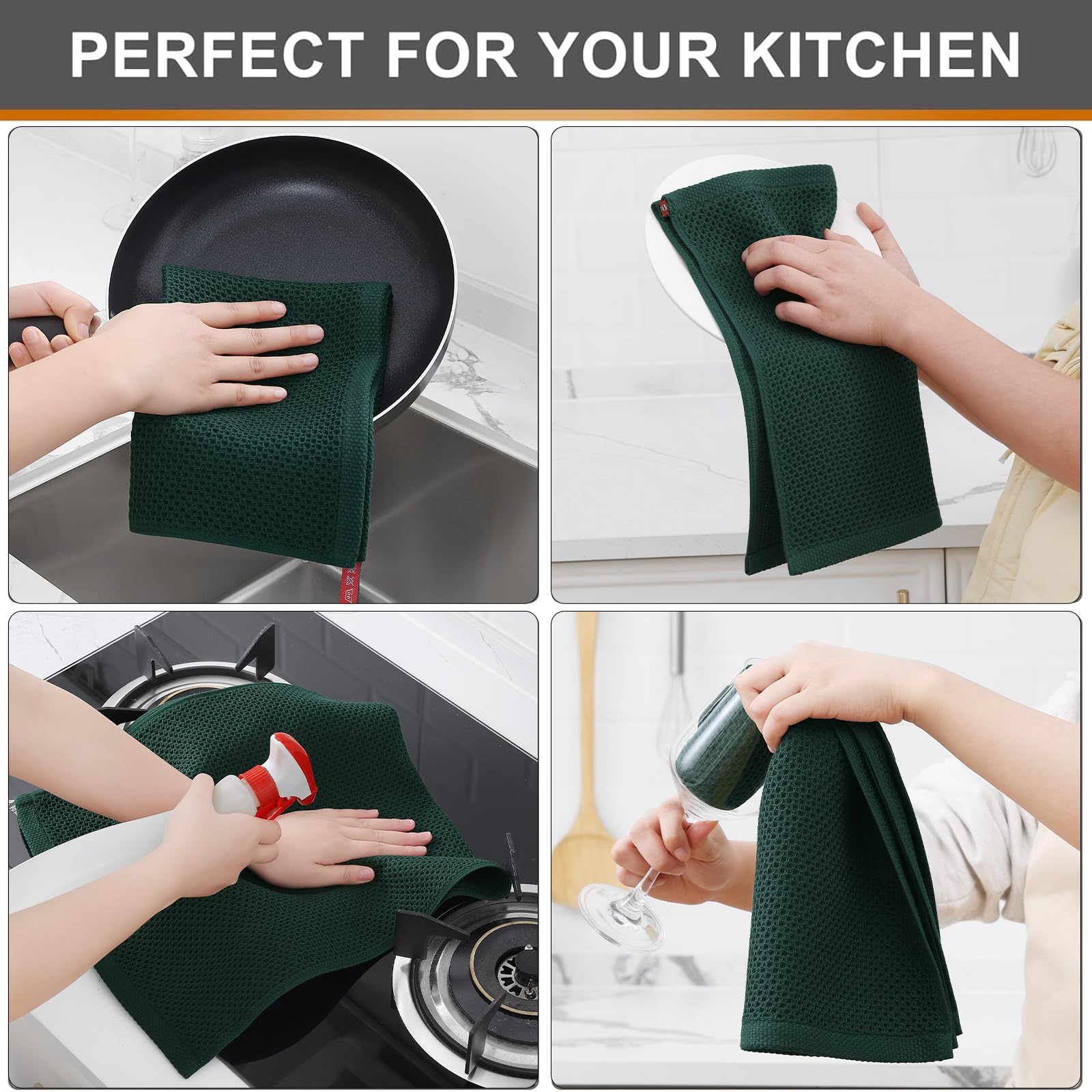 Foto 5 pulgar | Toallas De Cocina Kitinjoy Waffle Weave 100% Algodón, Paquete De 6 - Venta Internacional.