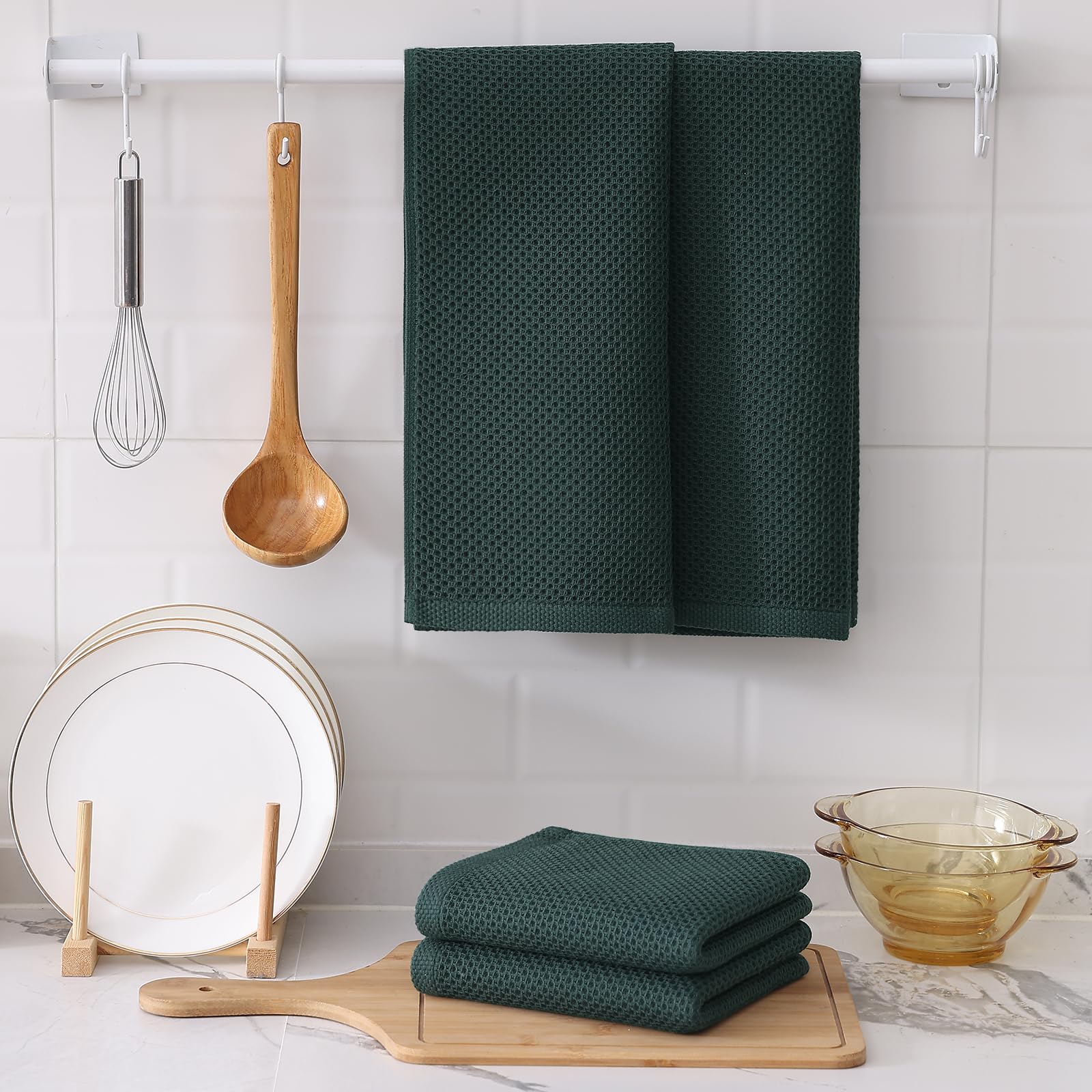 Foto 6 | Toallas De Cocina Kitinjoy Waffle Weave 100% Algodón, Paquete De 6 - Venta Internacional.