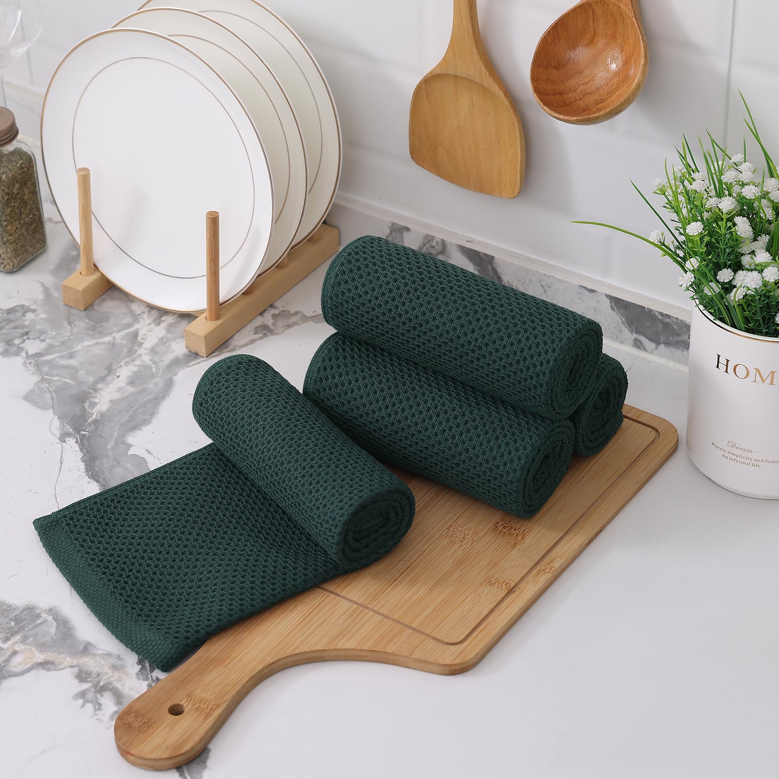 Foto 8 pulgar | Toallas De Cocina Kitinjoy Waffle Weave 100% Algodón, Paquete De 6 - Venta Internacional.