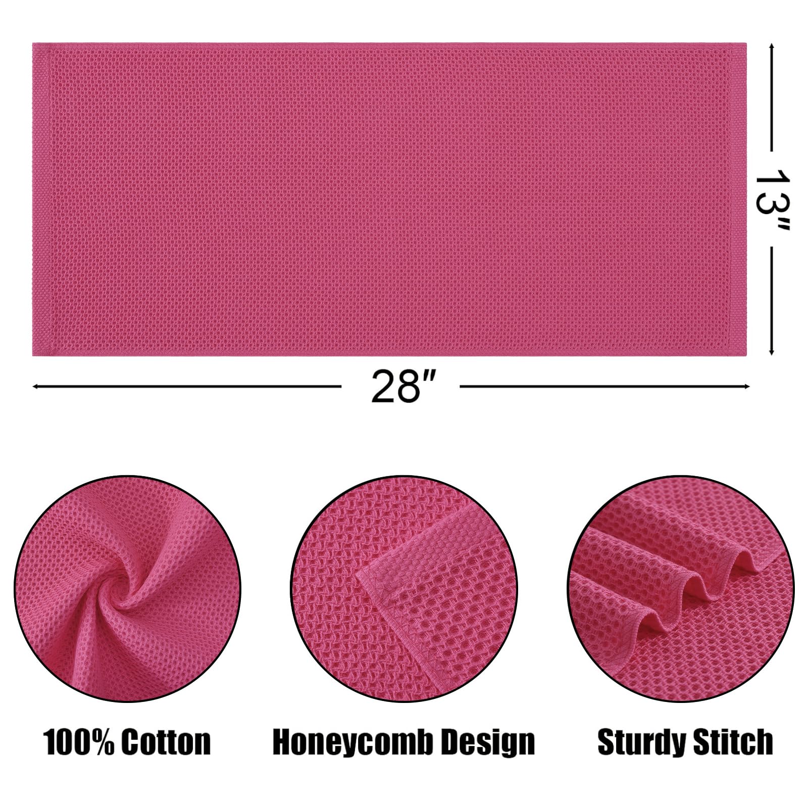 Foto 3 pulgar | Toallas De Cocina Kitinjoy Waffle Weave, 100% Algodón, Paquete De 6 Unidades, Color Rosa Intenso - Venta Internacional.