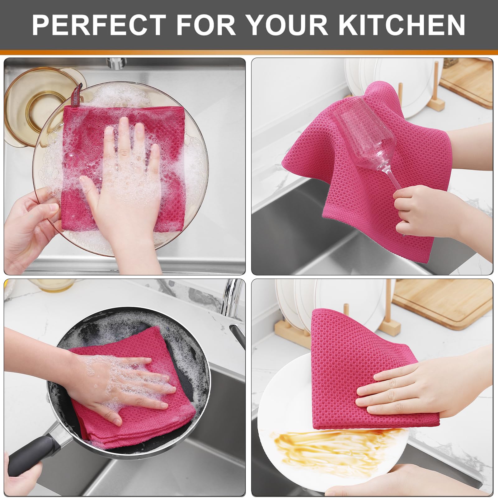 Foto 4 | Paños De Cocina Kitinjoy, 100% Algodón, Tejido Gofrado, Paquete De 12 - Venta Internacional.
