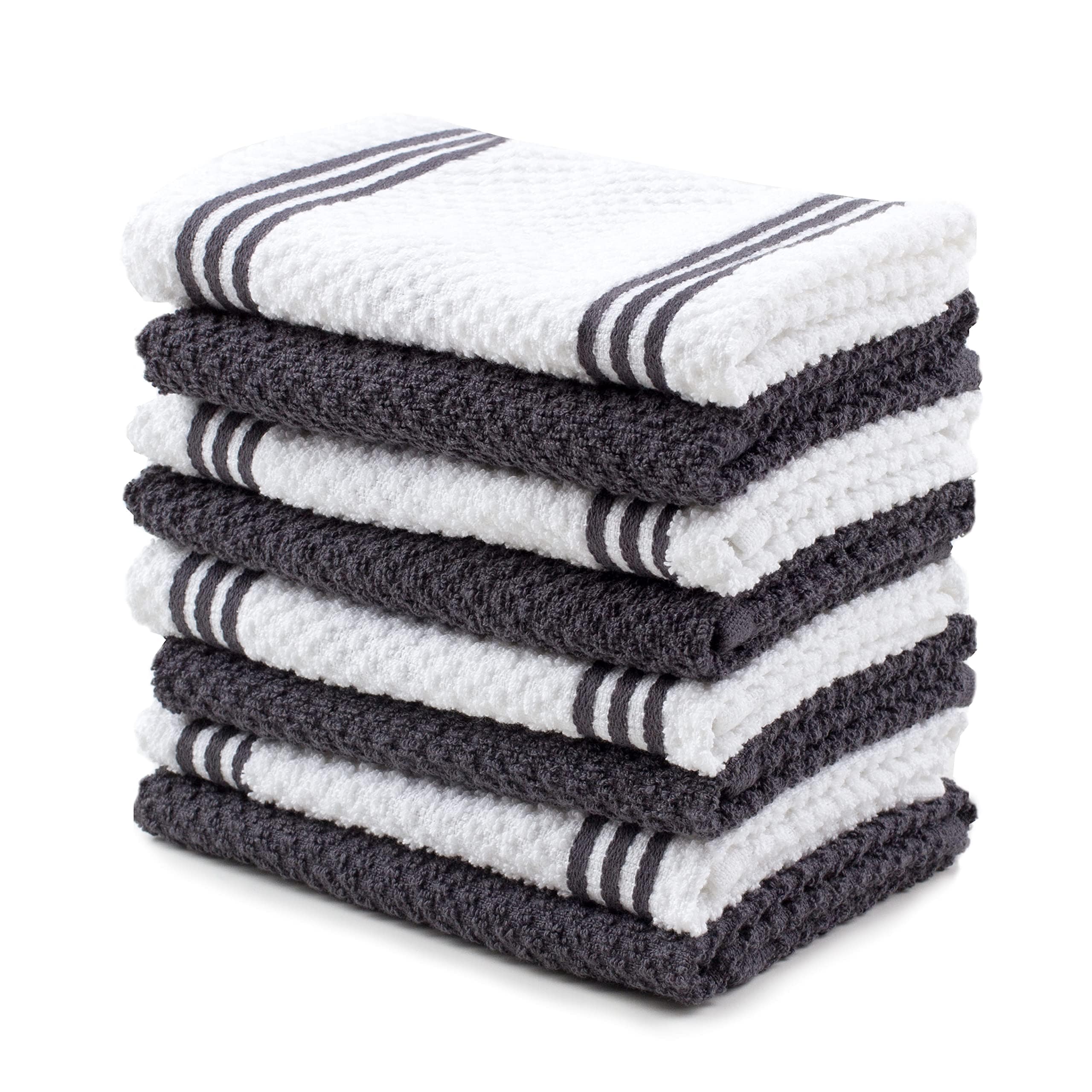 Juego De Paños De Cocina Sticky Toffee Cotton Gris/blanco X8 - Venta Internacional. $631