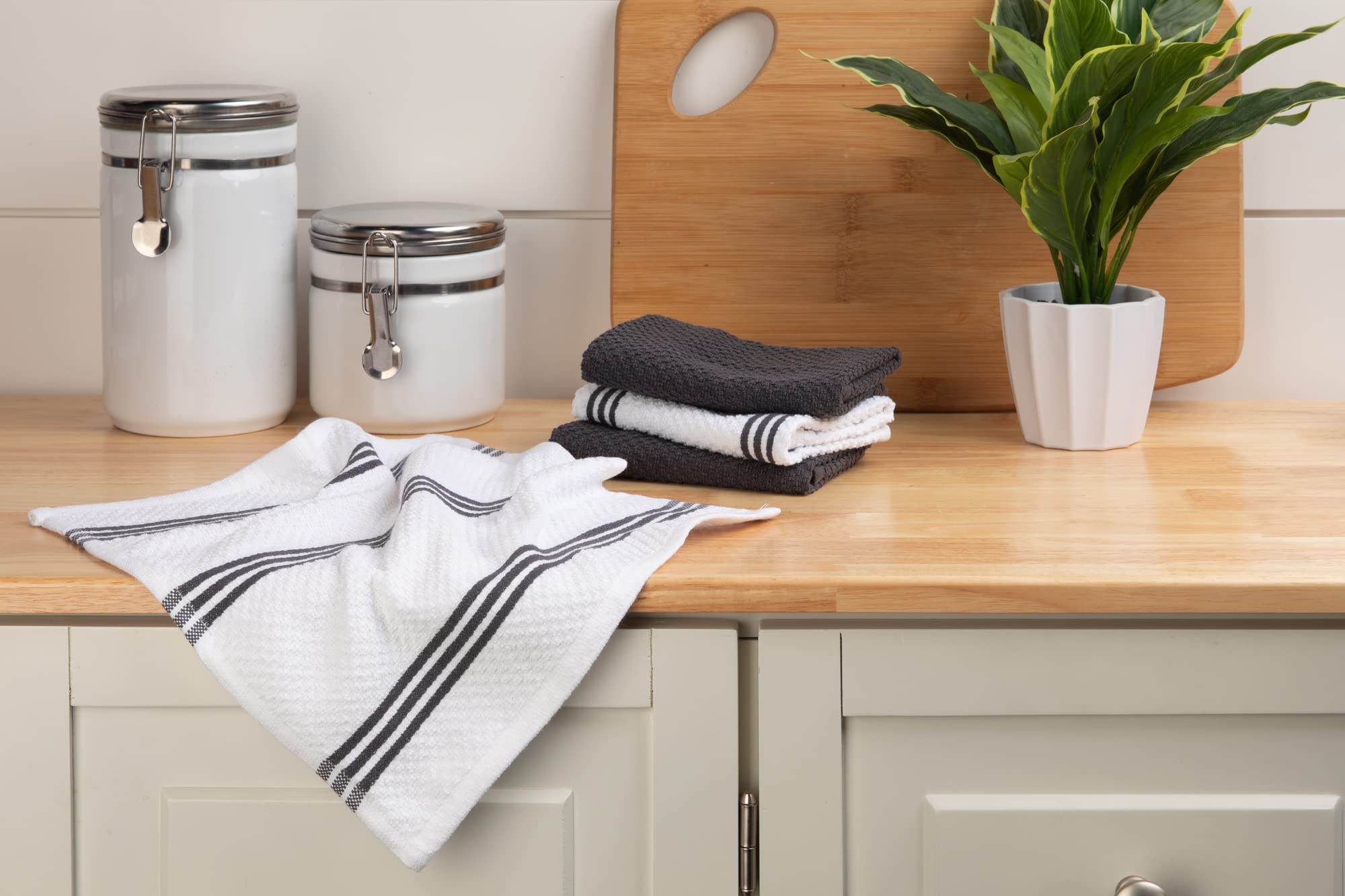 Foto 2 | Juego De Paños De Cocina Sticky Toffee Cotton Gris/blanco X8 - Venta Internacional.