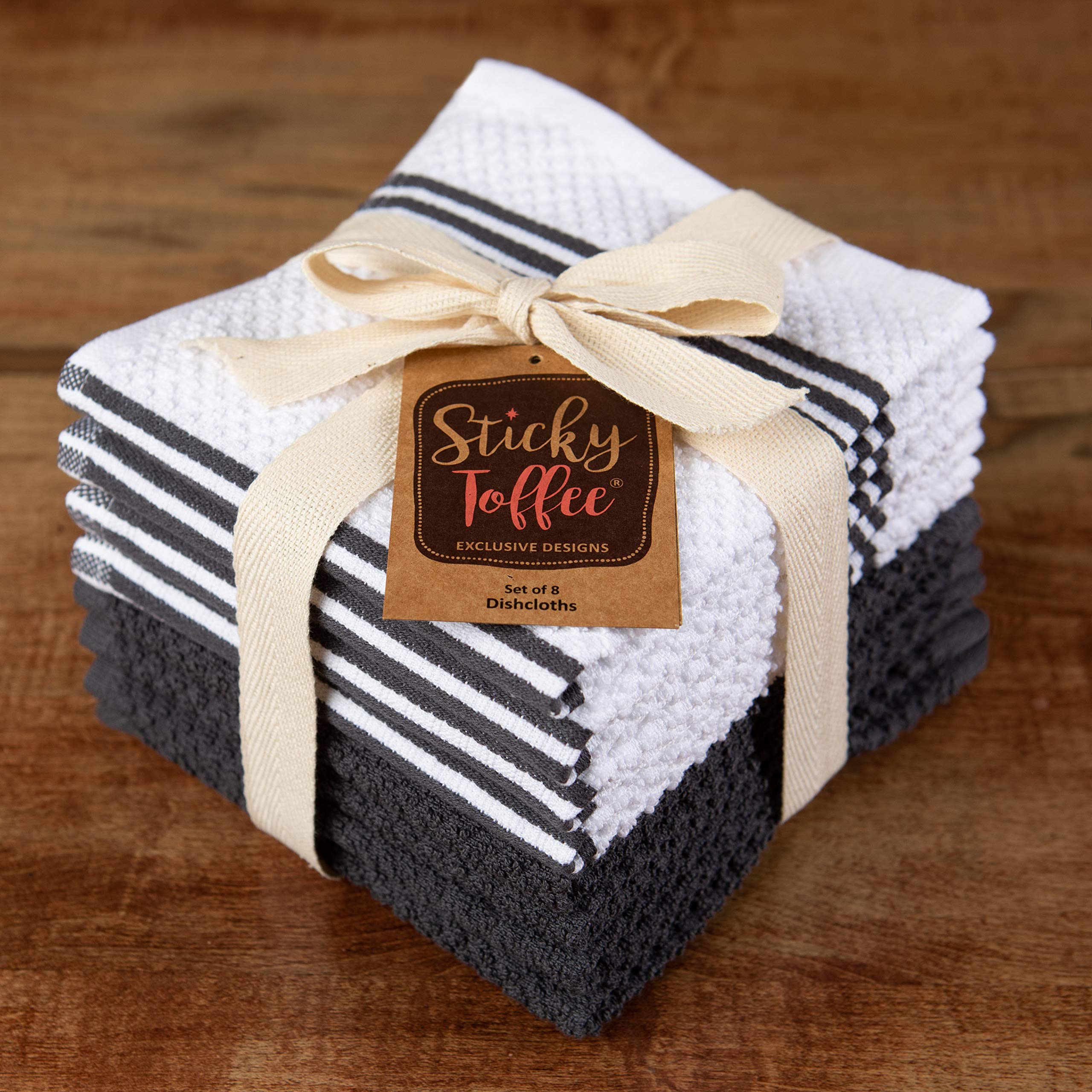 Foto 5 | Juego De Paños De Cocina Sticky Toffee Cotton Gris/blanco X8 - Venta Internacional.