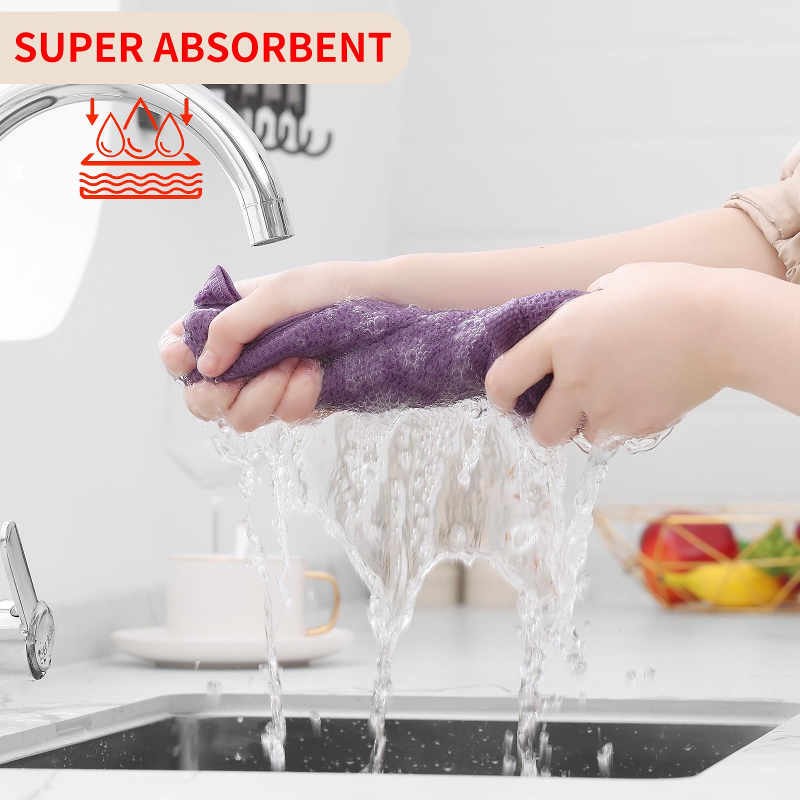 Foto 4 pulgar | Paños De Cocina Homaxy Waffle Weave, 100% Algodón, Paquete De 8 - Venta Internacional.