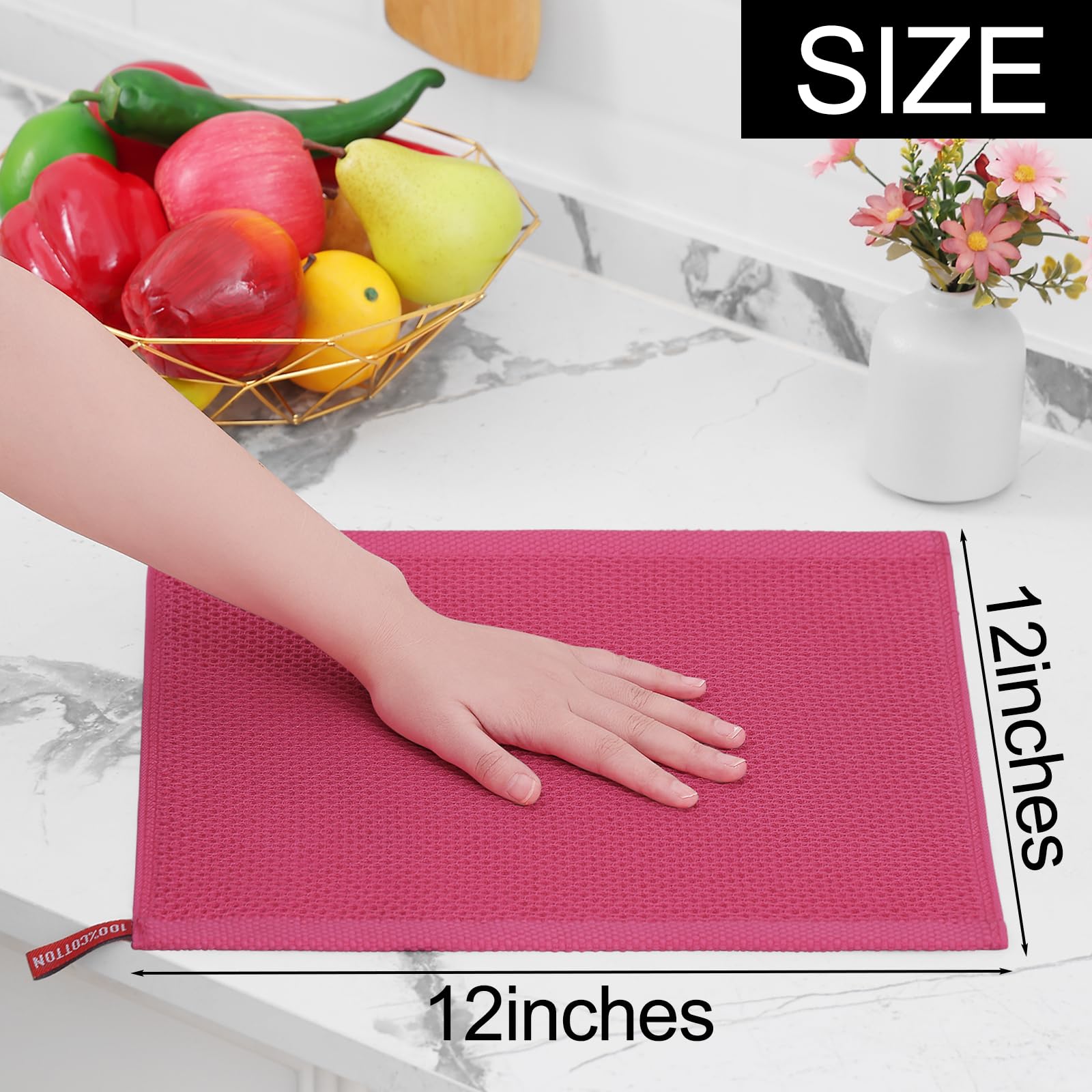 Foto 6 pulgar | Paños De Cocina Homaxy, Tejido En Forma De Gofre, 100% Algodón, 30 X 30 Cm, Paquete De 8 - Venta Internacional.