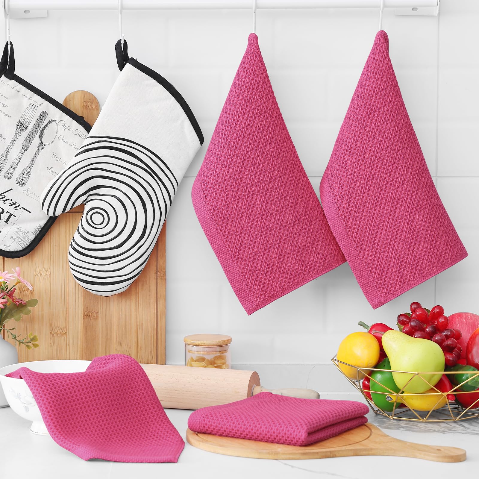 Foto 7 pulgar | Paños De Cocina Homaxy, Tejido En Forma De Gofre, 100% Algodón, 30 X 30 Cm, Paquete De 8 - Venta Internacional.