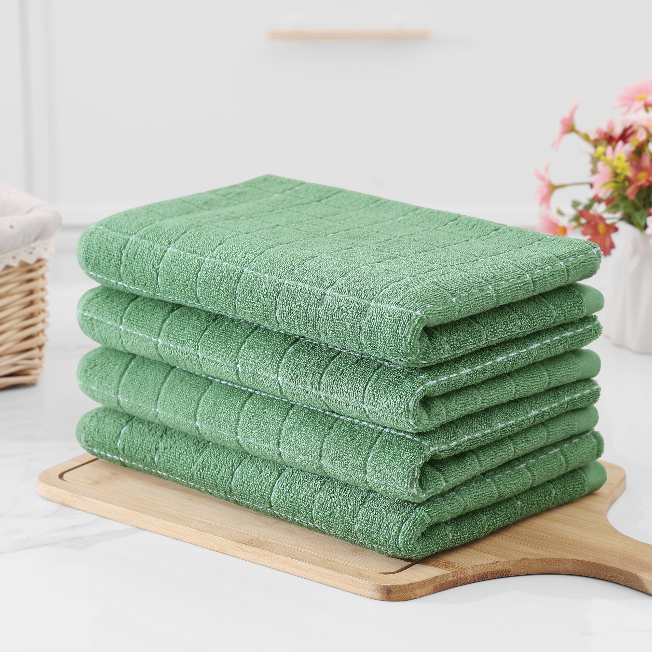 Foto 7 pulgar | Paños De Cocina Homaxy, 100% Algodón, Rizo, Verde Hierba, 50 X 70 Cm, 4 Unidades - Venta Internacional.