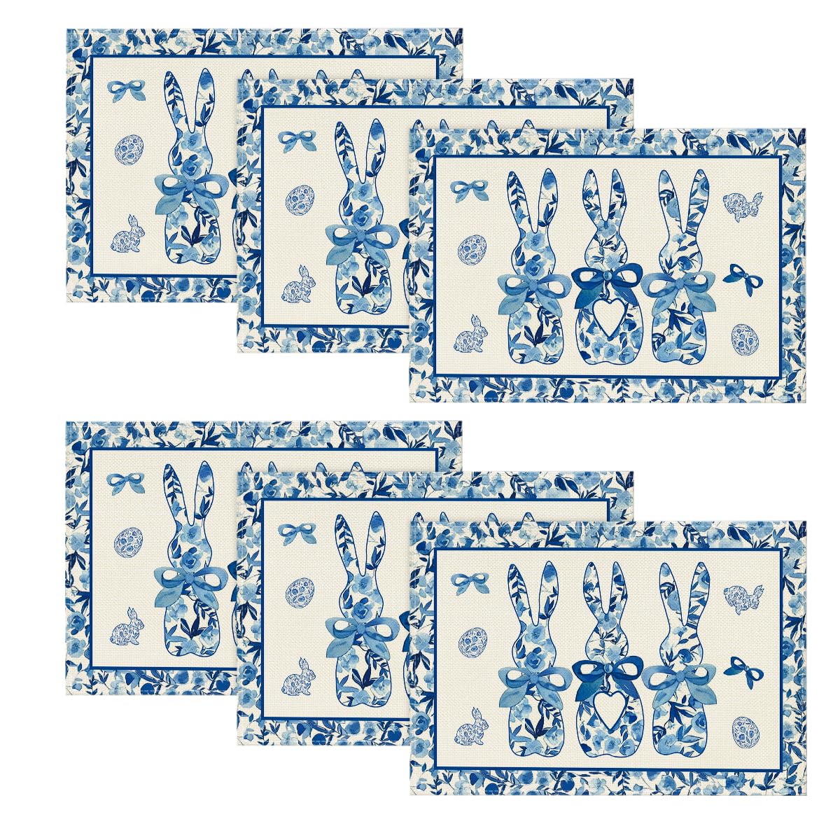 Manteles Individuales De Porcelana Artoid Mode Con Forma De Conejo De Pascua, 6 Unidades - Venta Internacional.