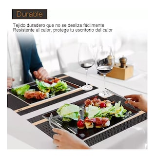 Foto 3 | Mantel Individual Negro Belug 10 Piezas