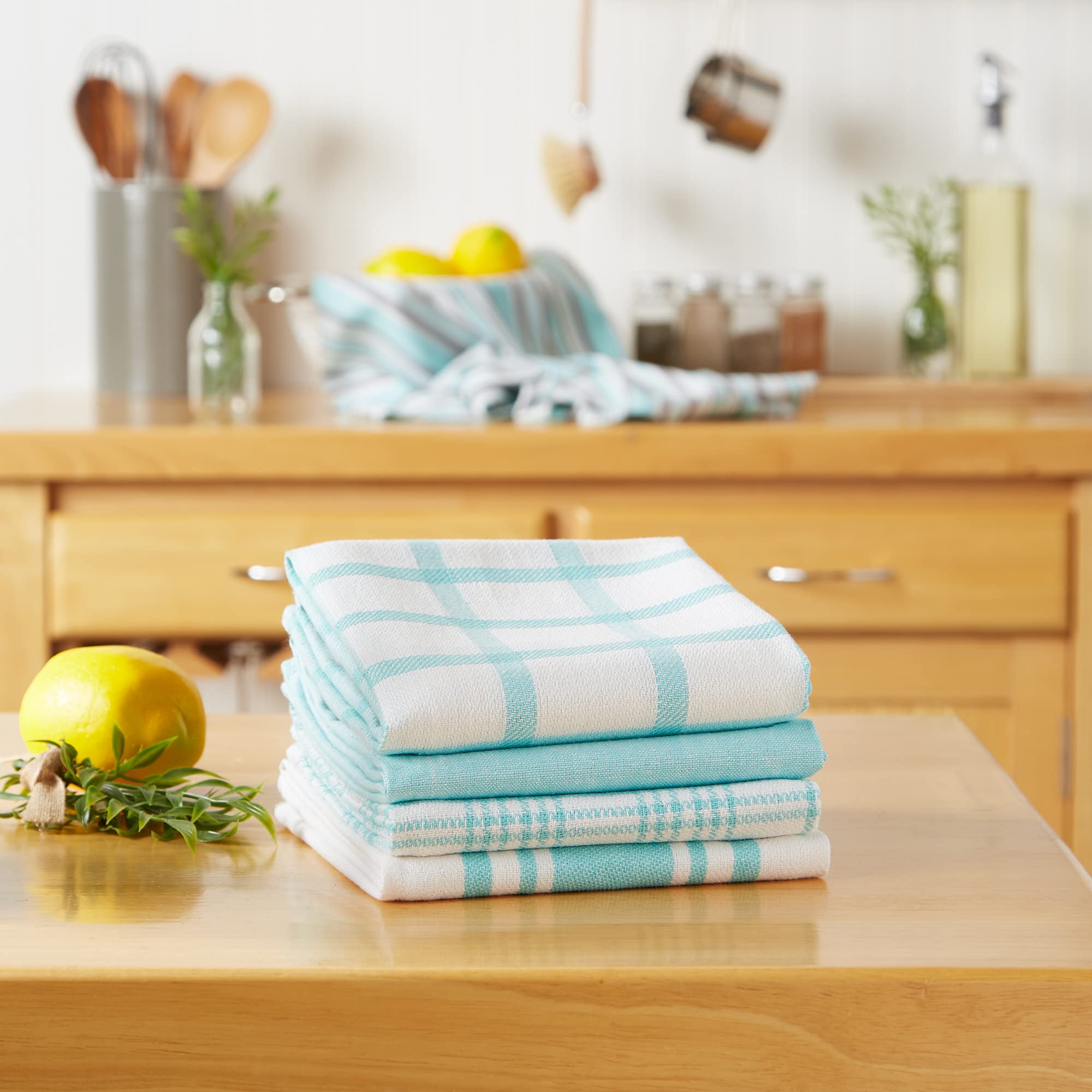 Foto 5 pulgar | Juego De Paños De Cocina Dii, Varios Tejidos, Color Aguamarina, 5 Piezas - Venta Internacional.