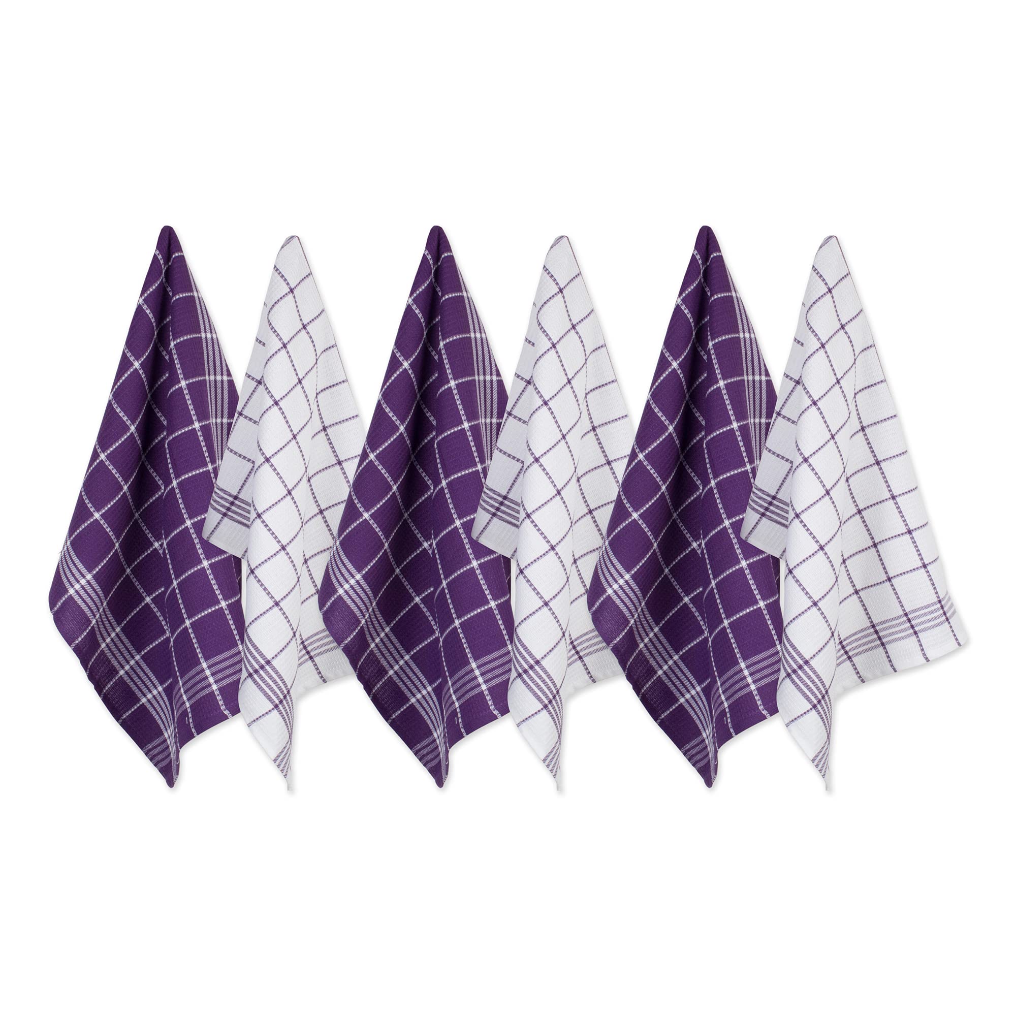 Juego De Paños De Cocina Dii Waffle Weave, 100% Algodón, 6 Piezas, Color Berenjena - Venta Internacional.