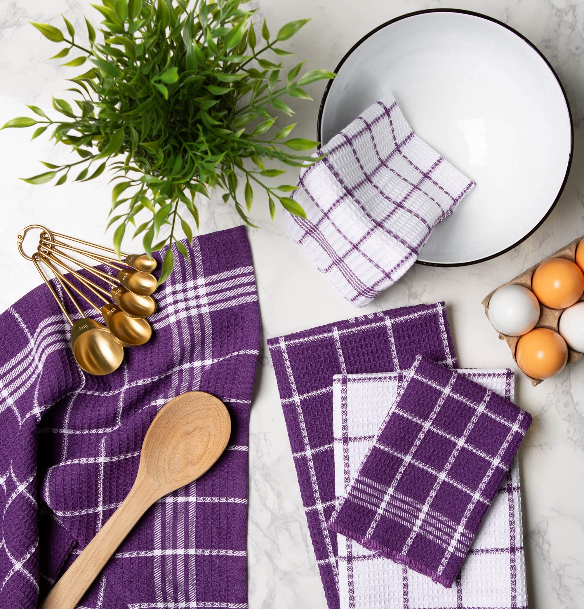 Foto 5 pulgar | Juego De Paños De Cocina Dii Waffle Weave, 100% Algodón, 6 Piezas, Color Berenjena - Venta Internacional.