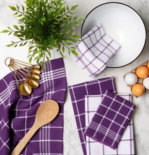 Foto 4 | Juego De Paños De Cocina Dii Waffle Weave, 100% Algodón, 6 Piezas, Color Berenjena - Venta Internacional.