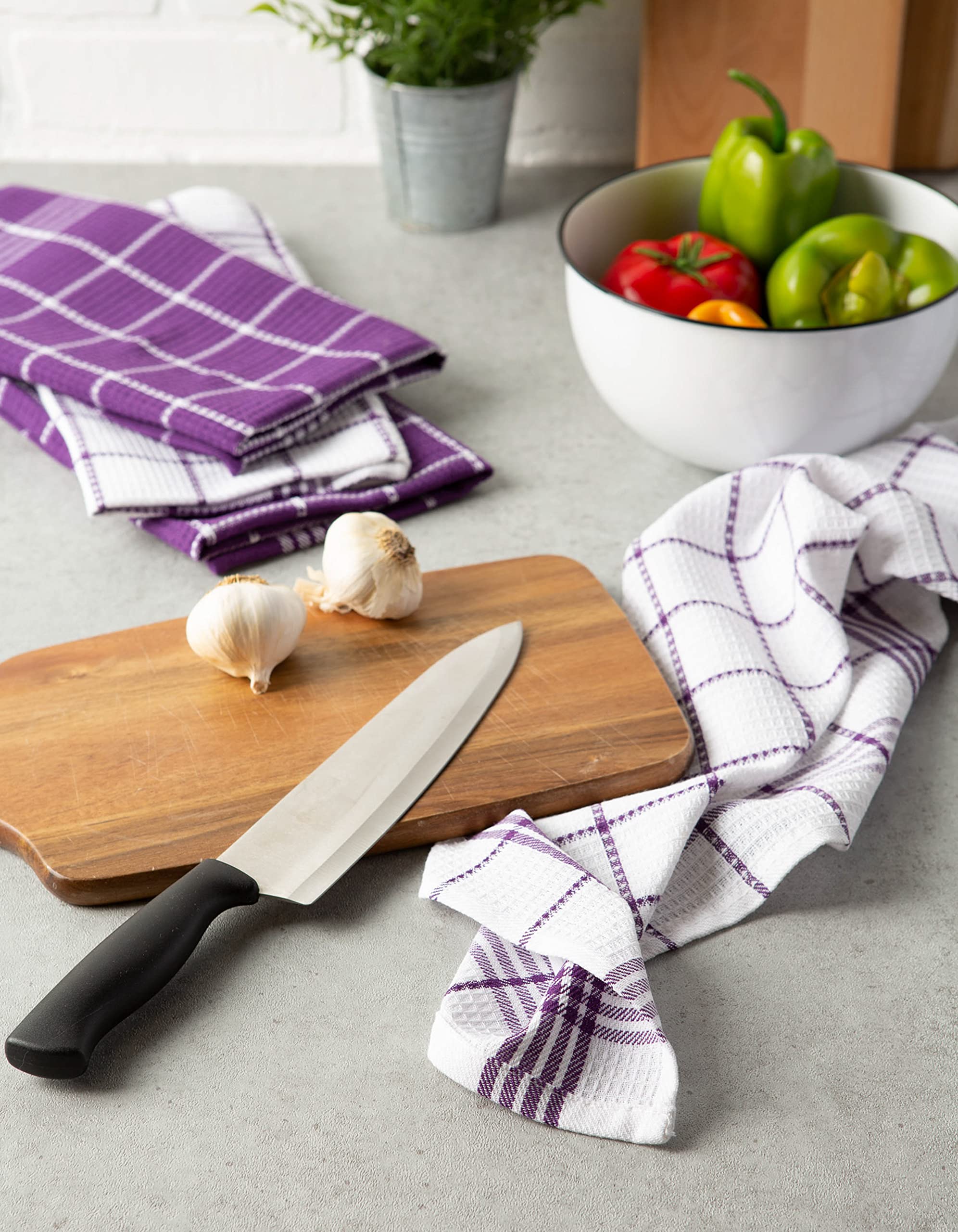 Foto 7 pulgar | Juego De Paños De Cocina Dii Waffle Weave, 100% Algodón, 6 Piezas, Color Berenjena - Venta Internacional.