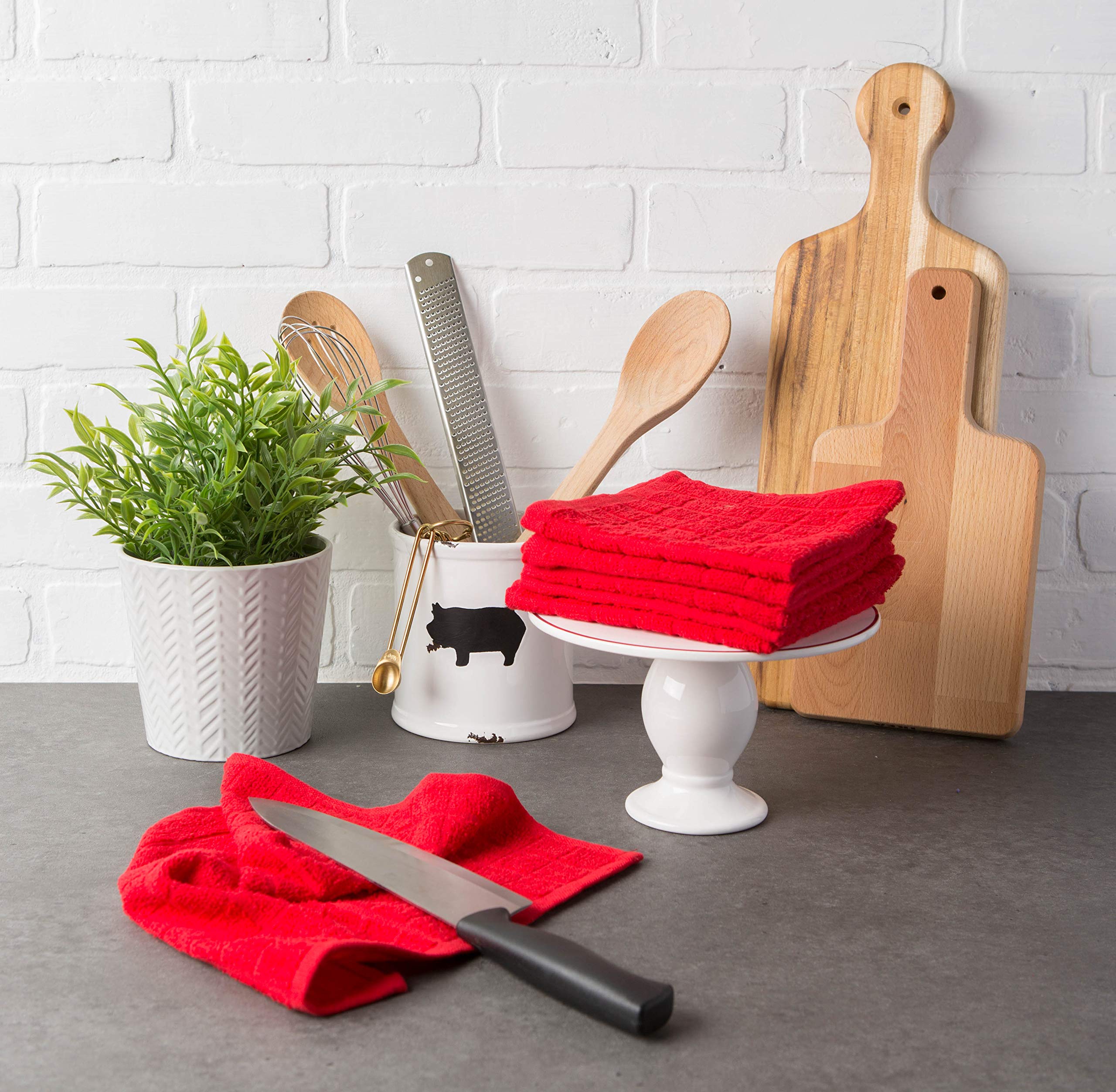 Foto 5 pulgar | Juego De Paños De Cocina Dii Basic Terry Collection Windowpane, Rojo, 6 Piezas - Venta Internacional.